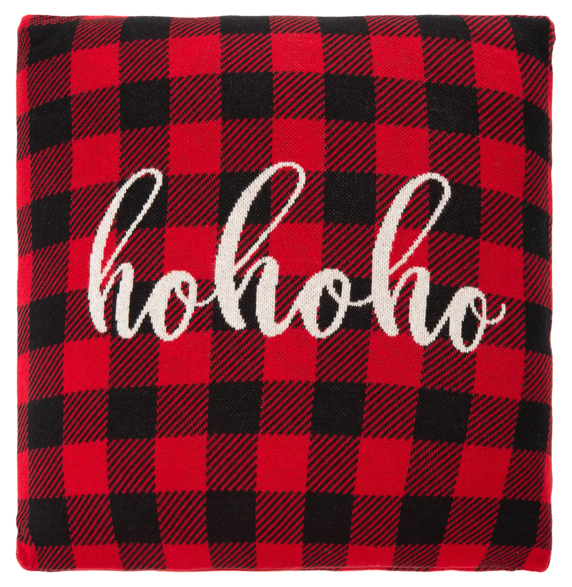 Ho Ho Ho Pillow in Red, detail view
