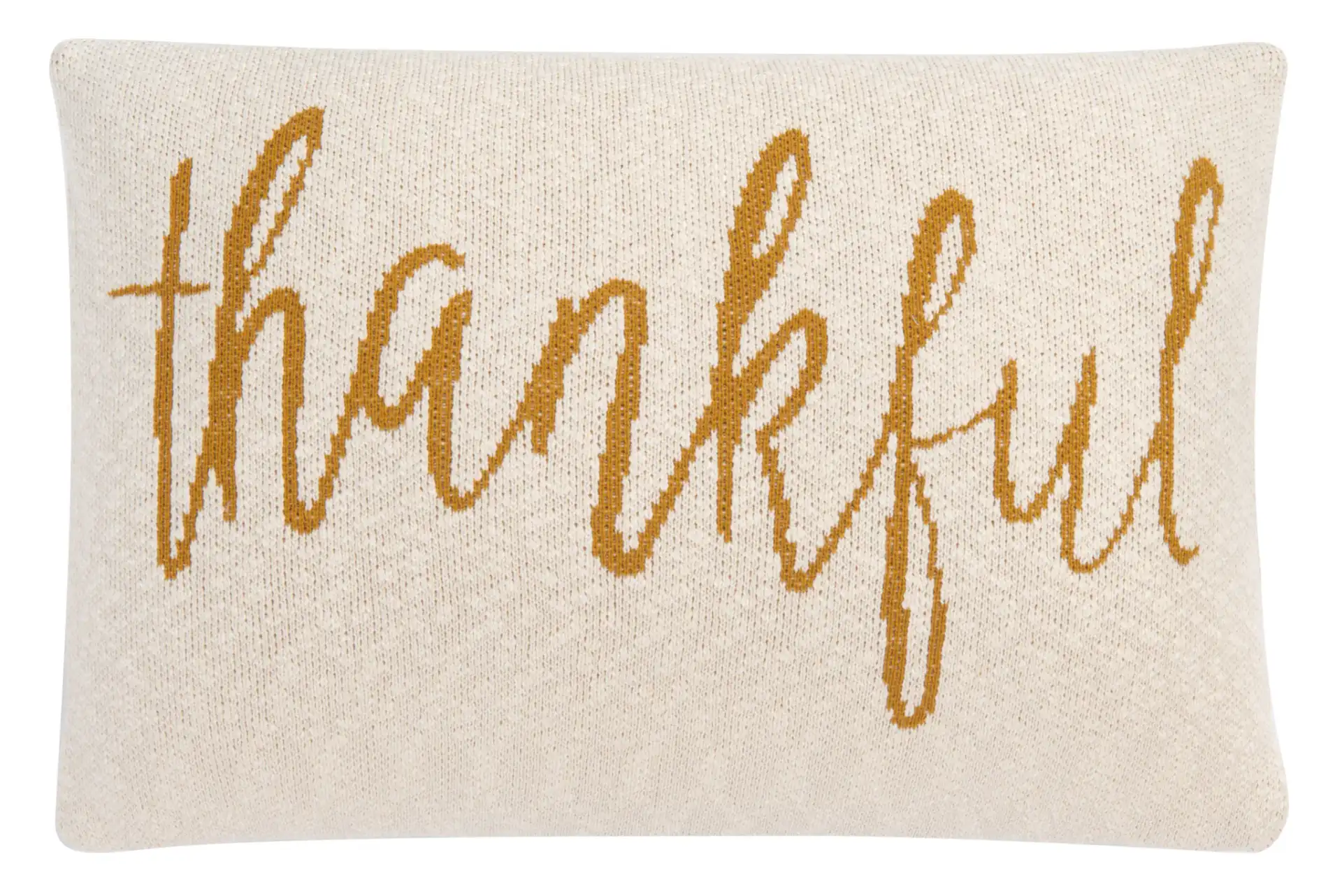 Thankful Pillow in Natural / Mustard, detail view