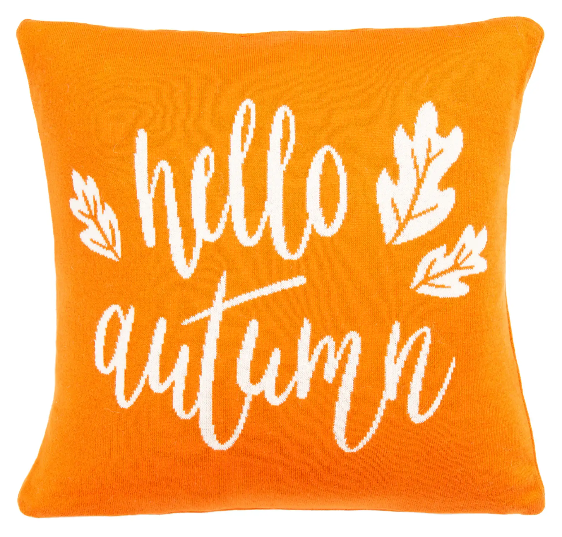 Hello Autumn Pillow in Orange / Natural, detail view