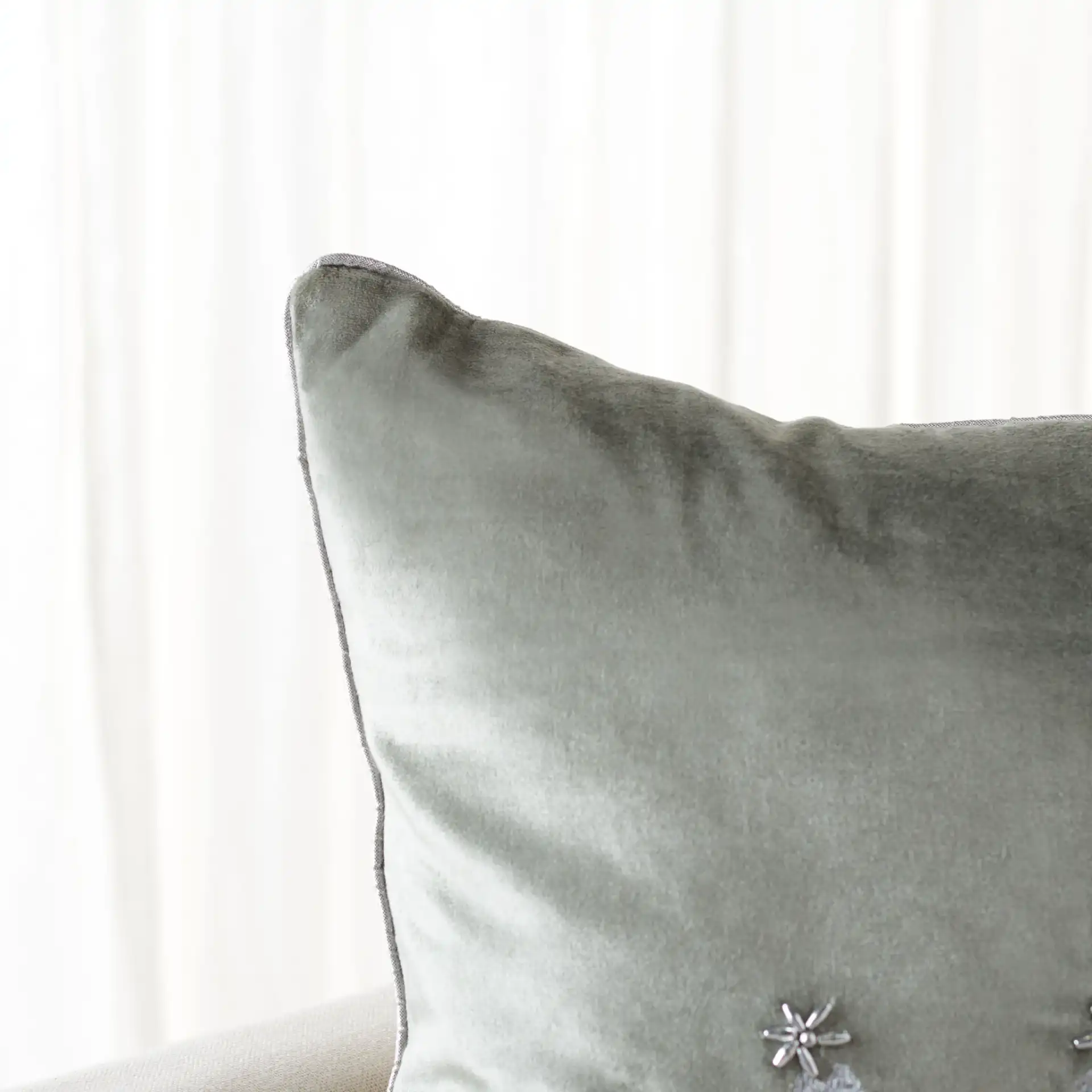 Winter Tree Pillow in Silver in a styled room