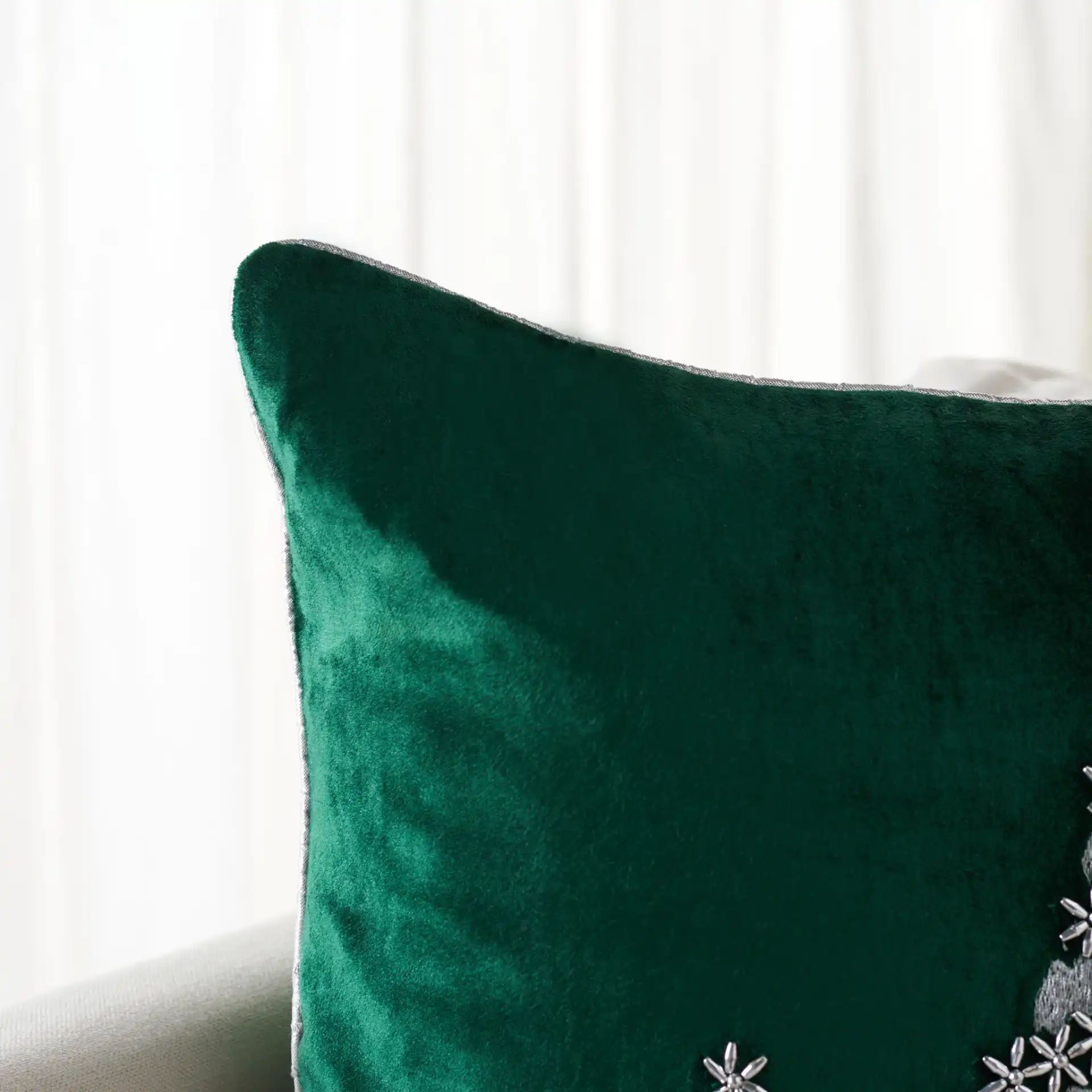 Winter Tree Pillow in Silver in a styled room