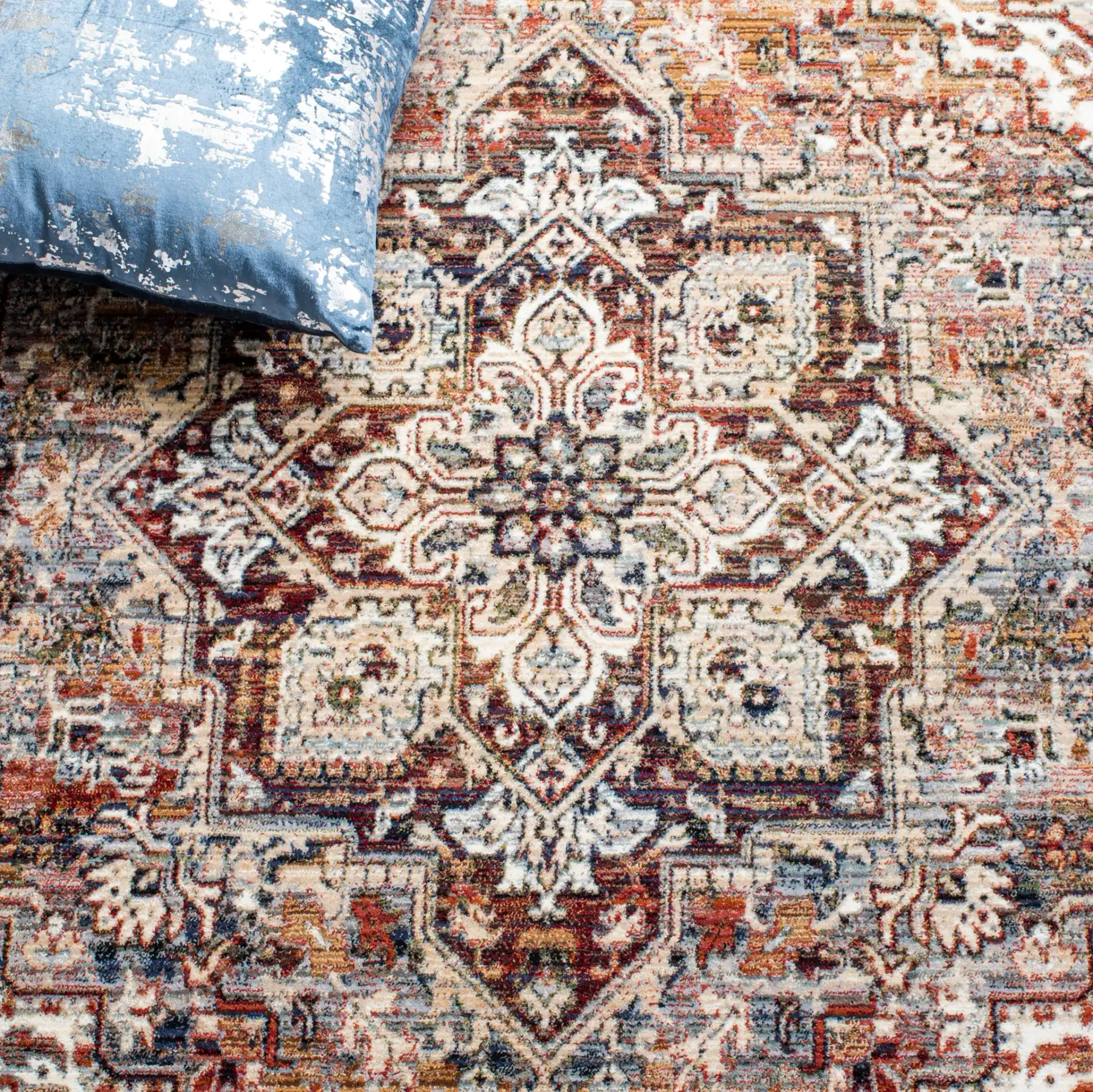 Herat Medallion Rug in Red / Ivory in a styled room