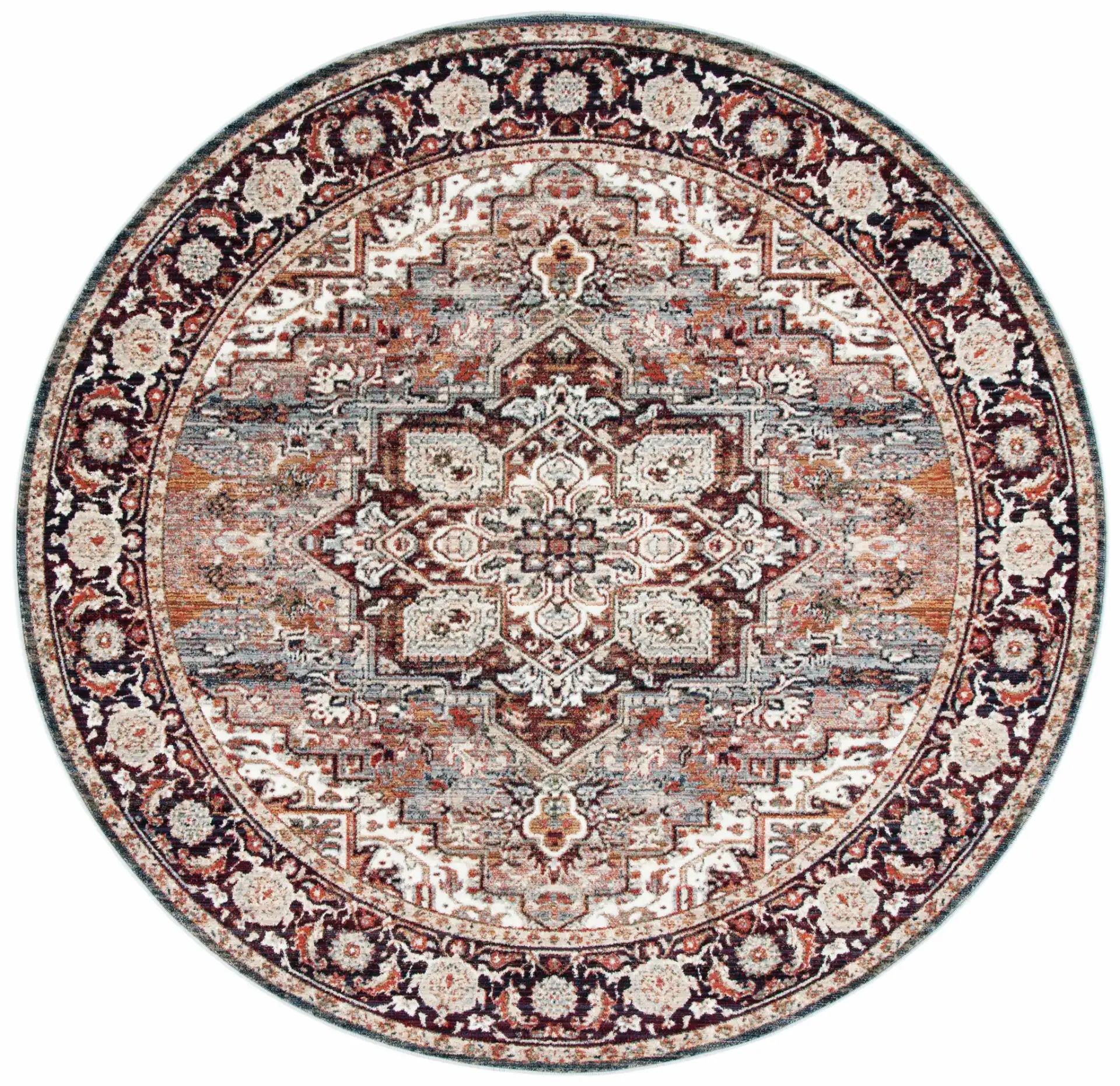 Herat Medallion Rug in Red / Ivory, detail view