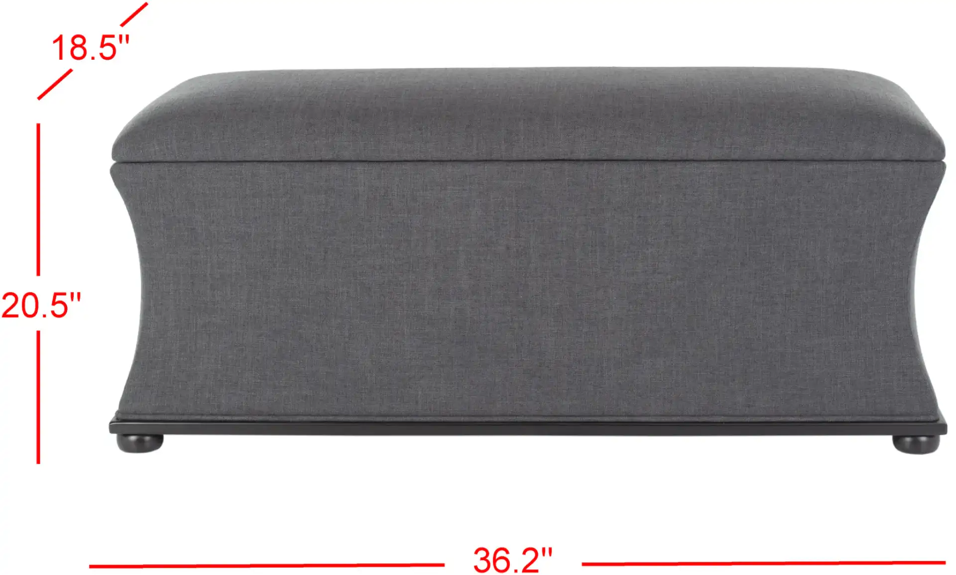 Aroura Storage Bench in Gray, detail view