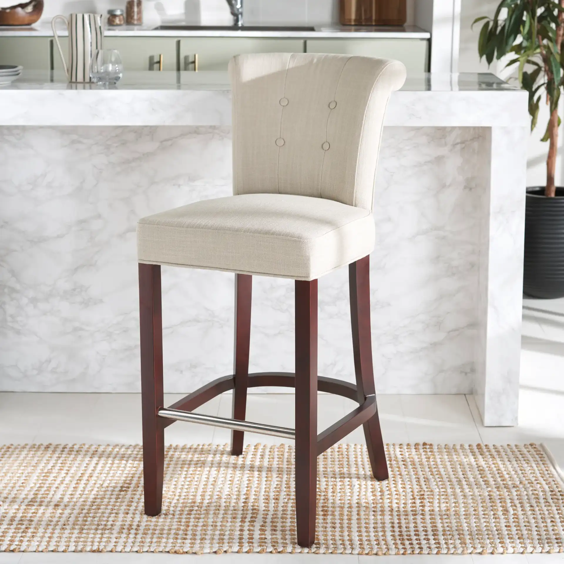 Addo Barstool in True Taupe in a styled room