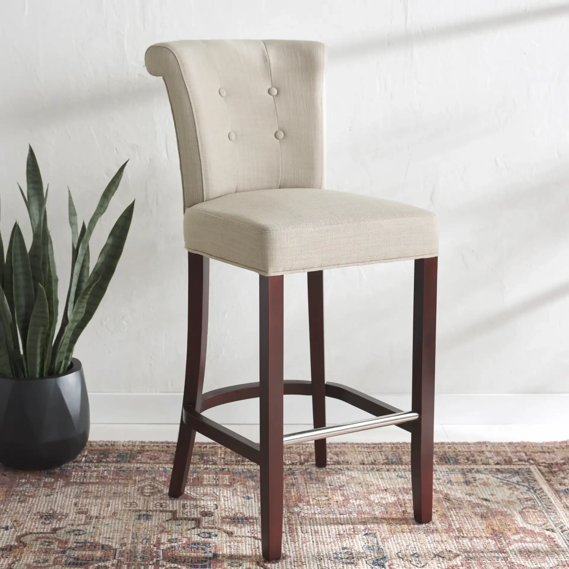 Addo Barstool in True Taupe in a styled room
