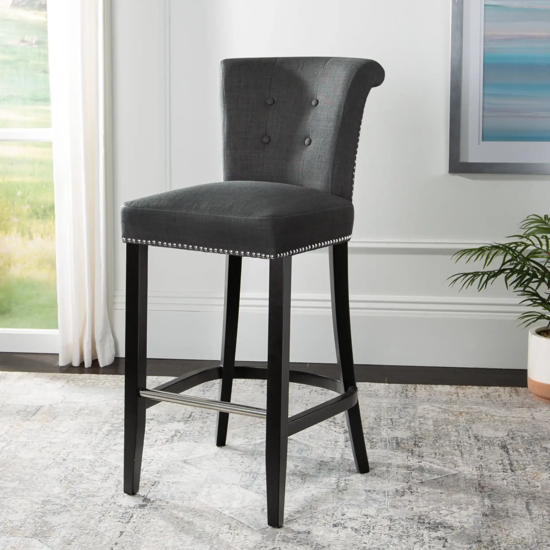 Addo Ring Barstool in Charcoal in a styled room