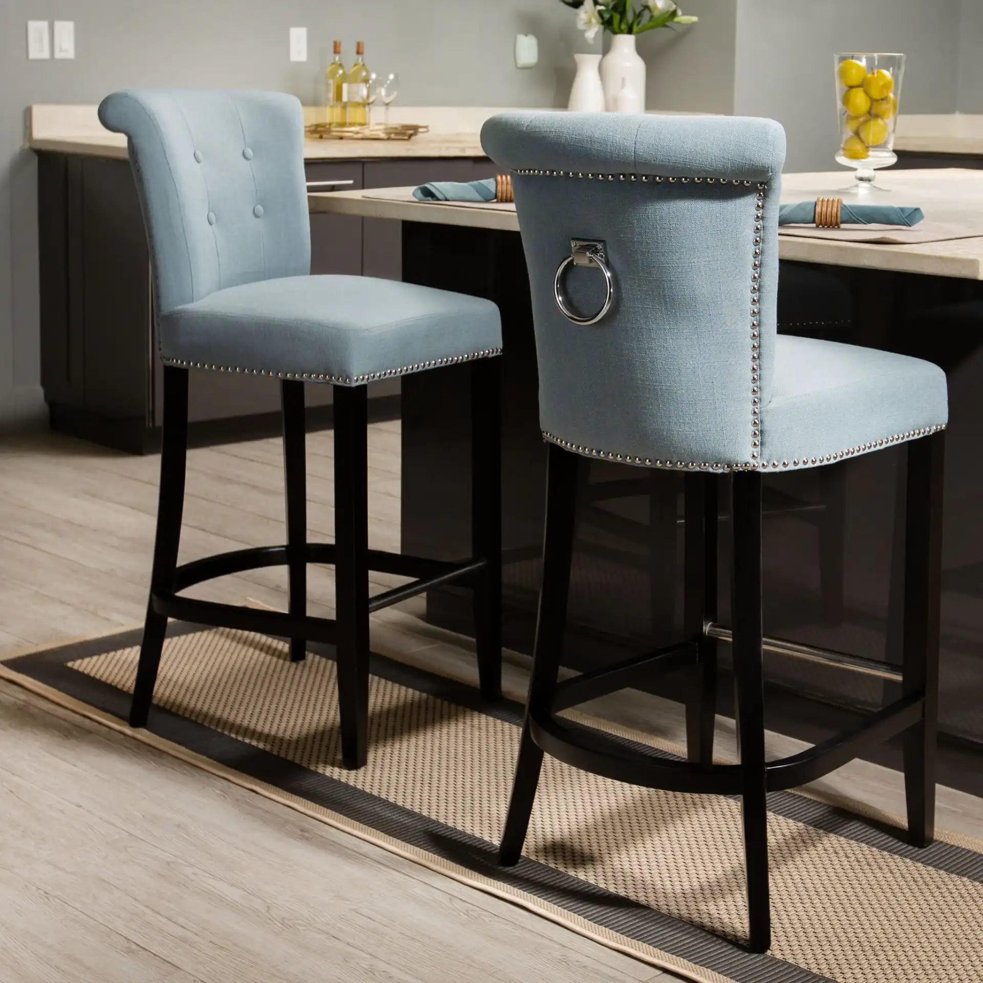 Addo Ring Barstool in Charcoal in a styled room