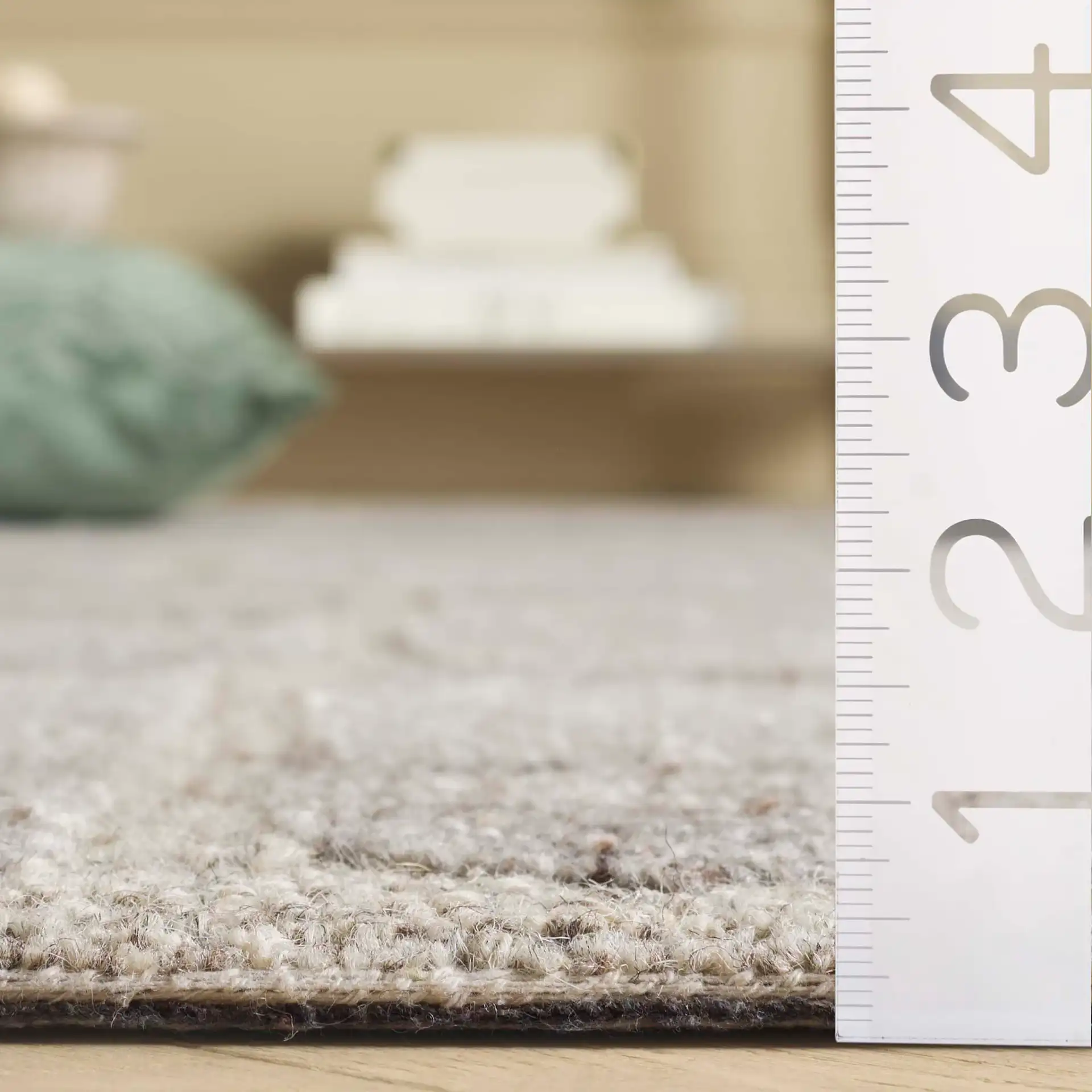 Harvest Cobblestone Hand-Tufted Wool Rug in Taupe / Gray in a styled room