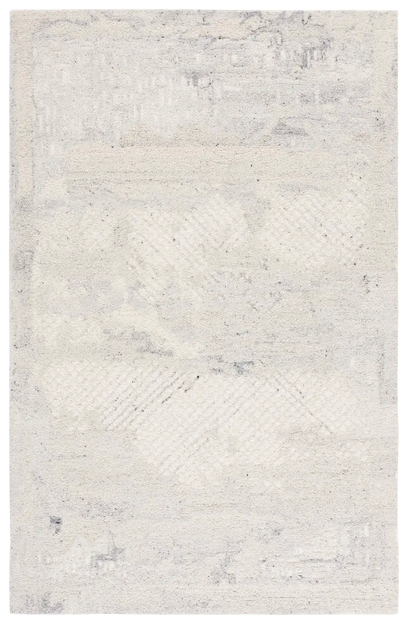Harvest Abstract Waves Hand-Tufted Wool Rug in Silver / Ivory