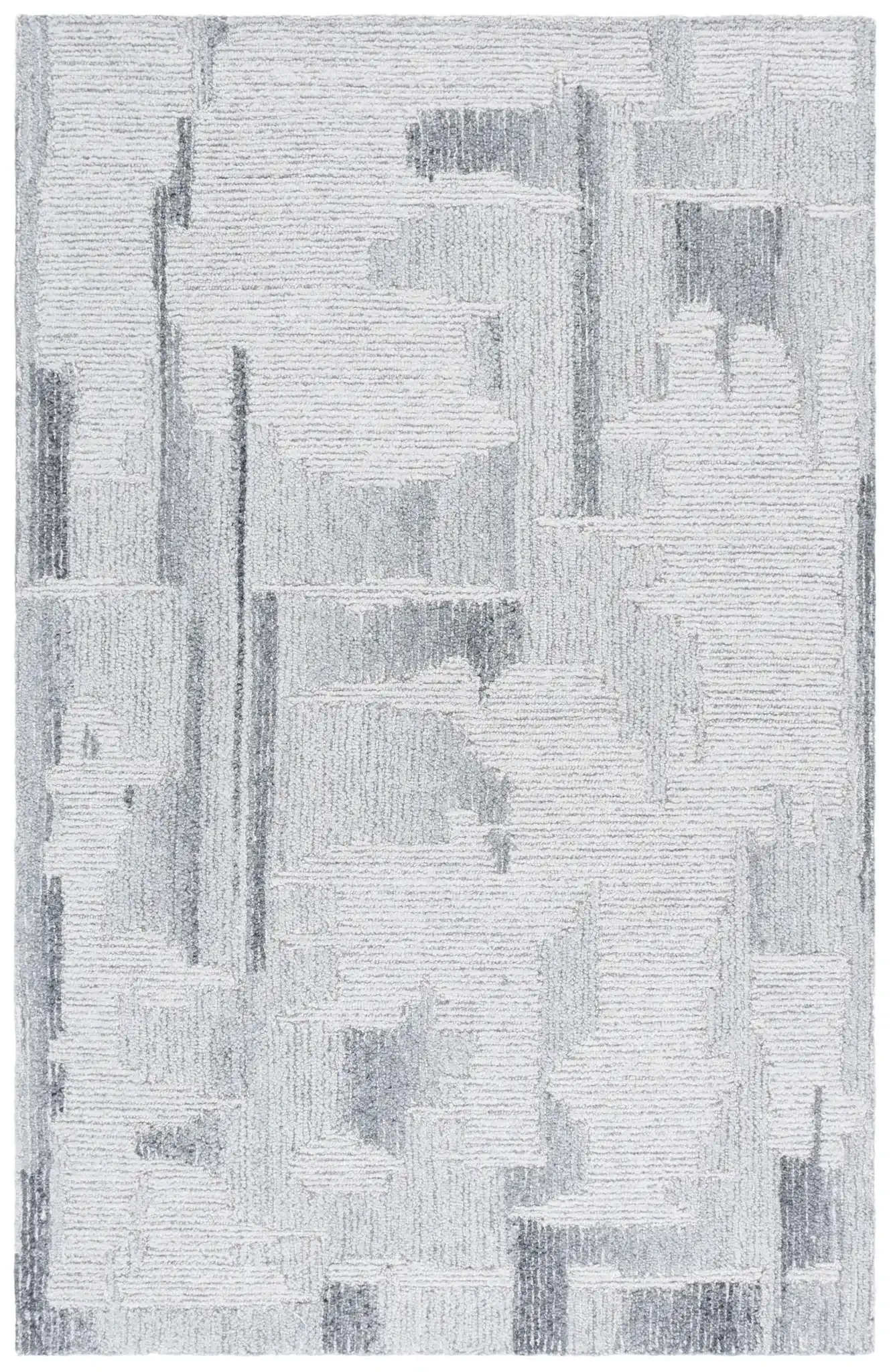 Harvest Abstract Blocks Hand-Tufted Wool Rug in Gray / Ivory