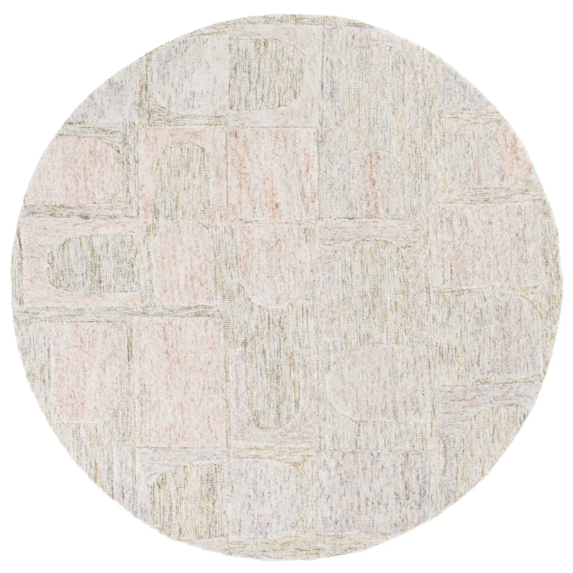 Harvest Arch And Block Hand-Tufted Wool Rug in Gray / Rust