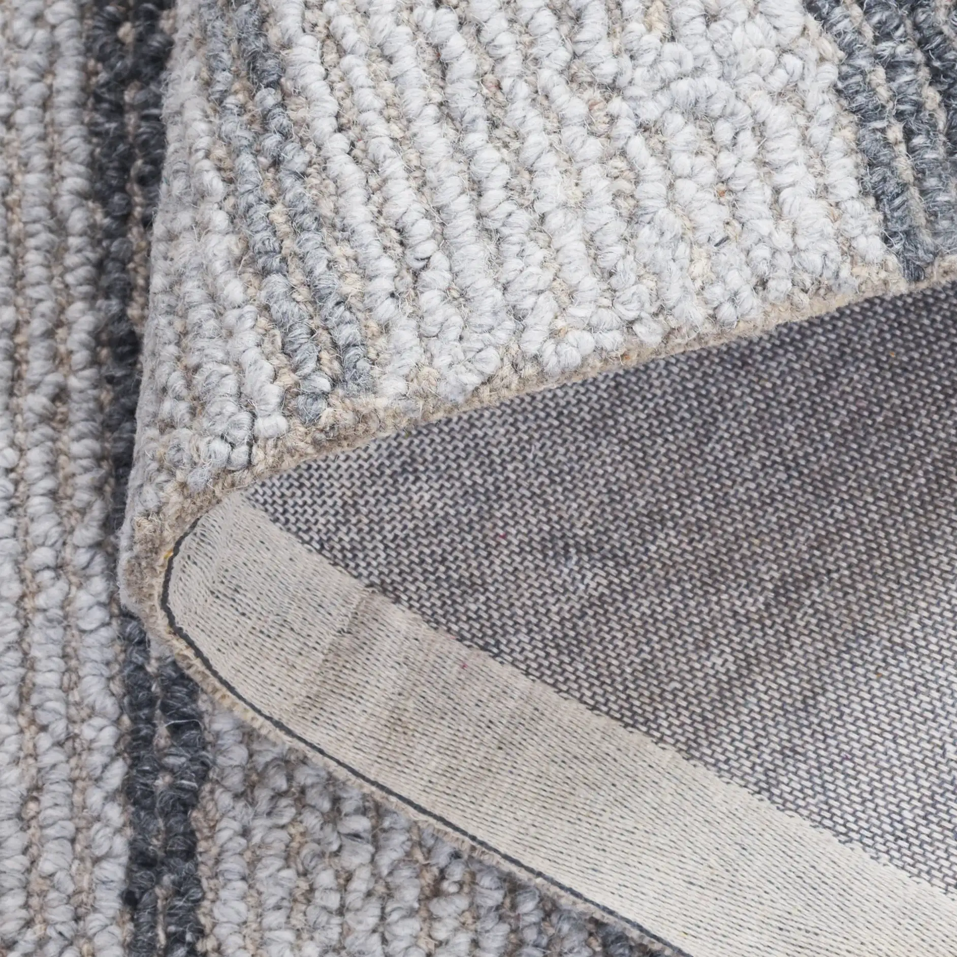 Harvest Stacked Blocks Hand-Tufted Wool Rug in Gray in a styled room