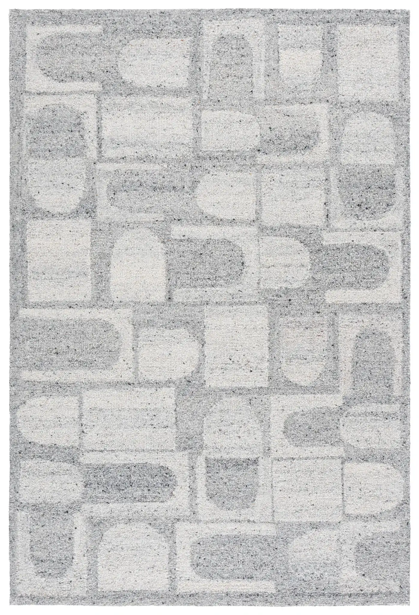 Harvest Arch And Block Hand-Tufted Wool Rug in Silver / Gray