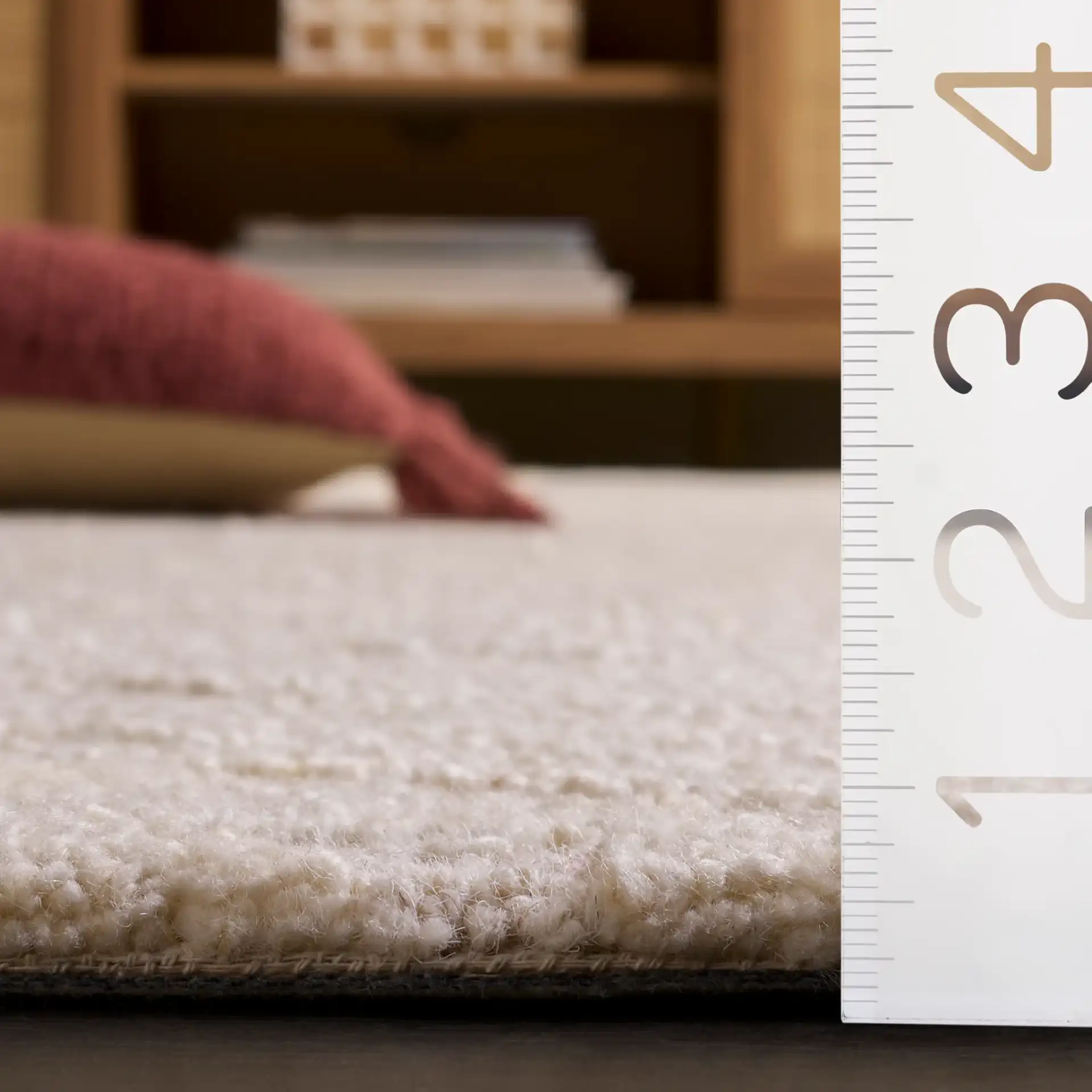 Harvest Wave Hand-Tufted Wool Rug in Ivory in a styled room