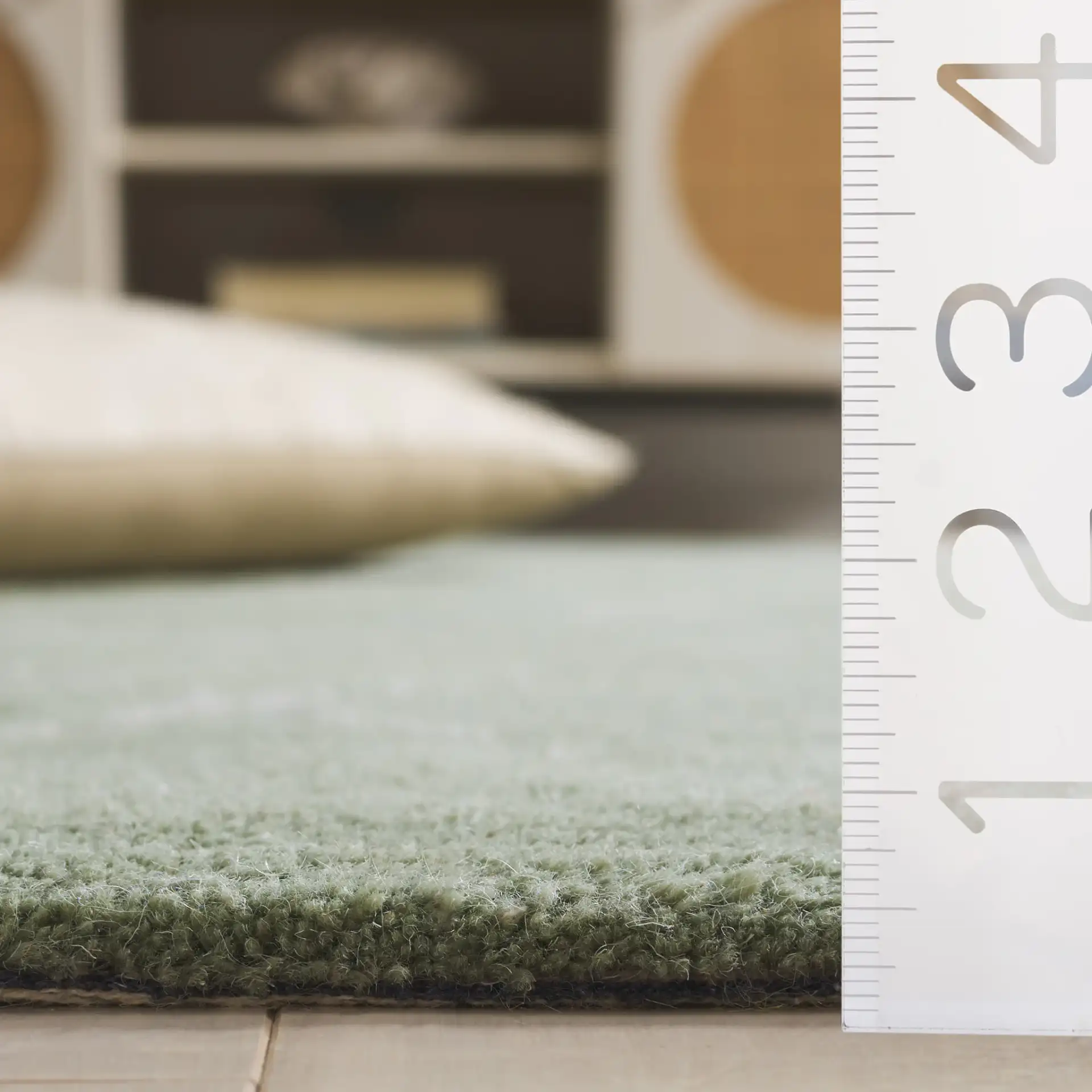 Harvest Diamond Lattice Hand-Tufted Wool Rug in Sage / Ivory in a styled room