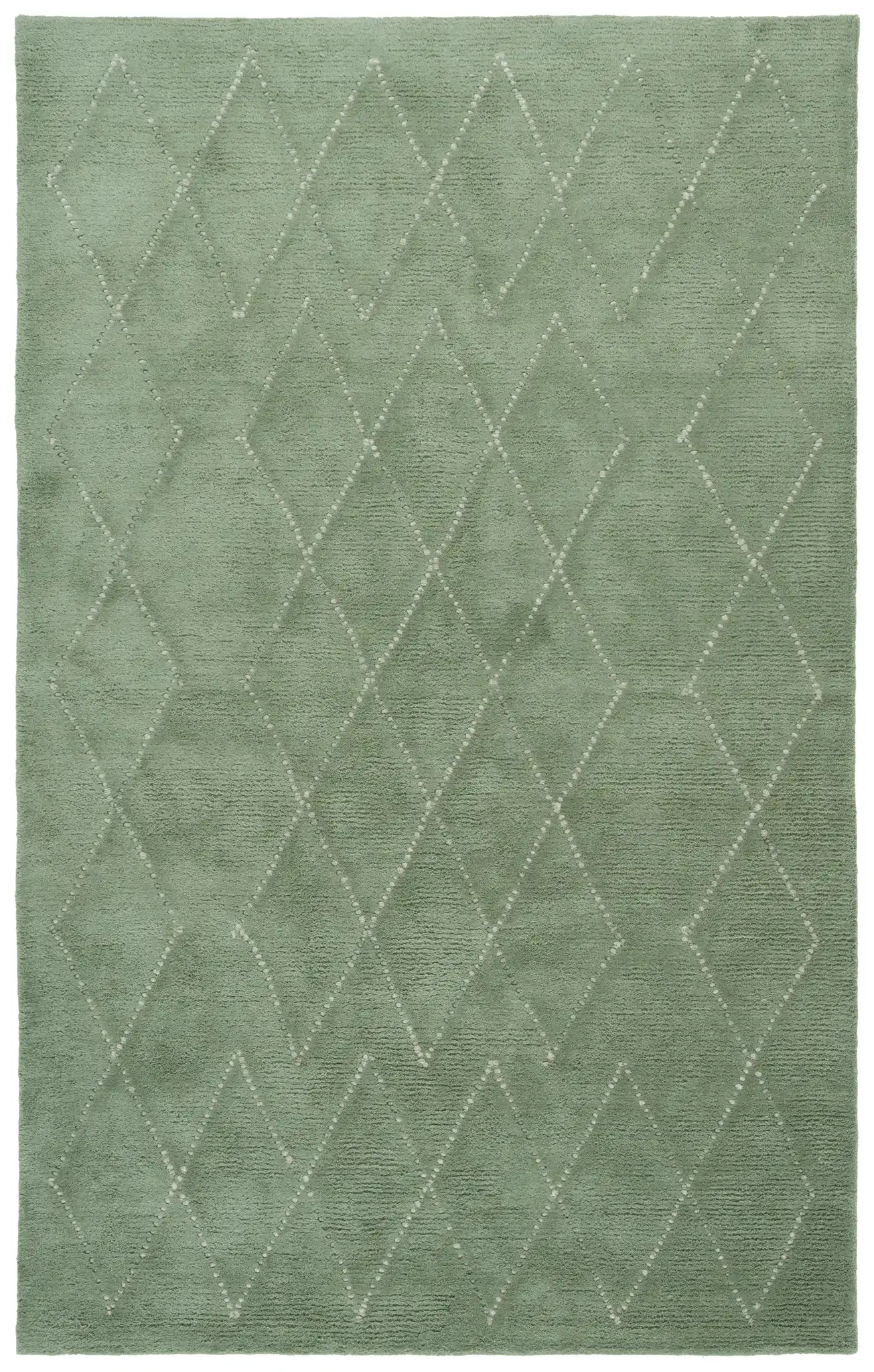 Harvest Diamond Lattice Hand-Tufted Wool Rug in Sage / Ivory