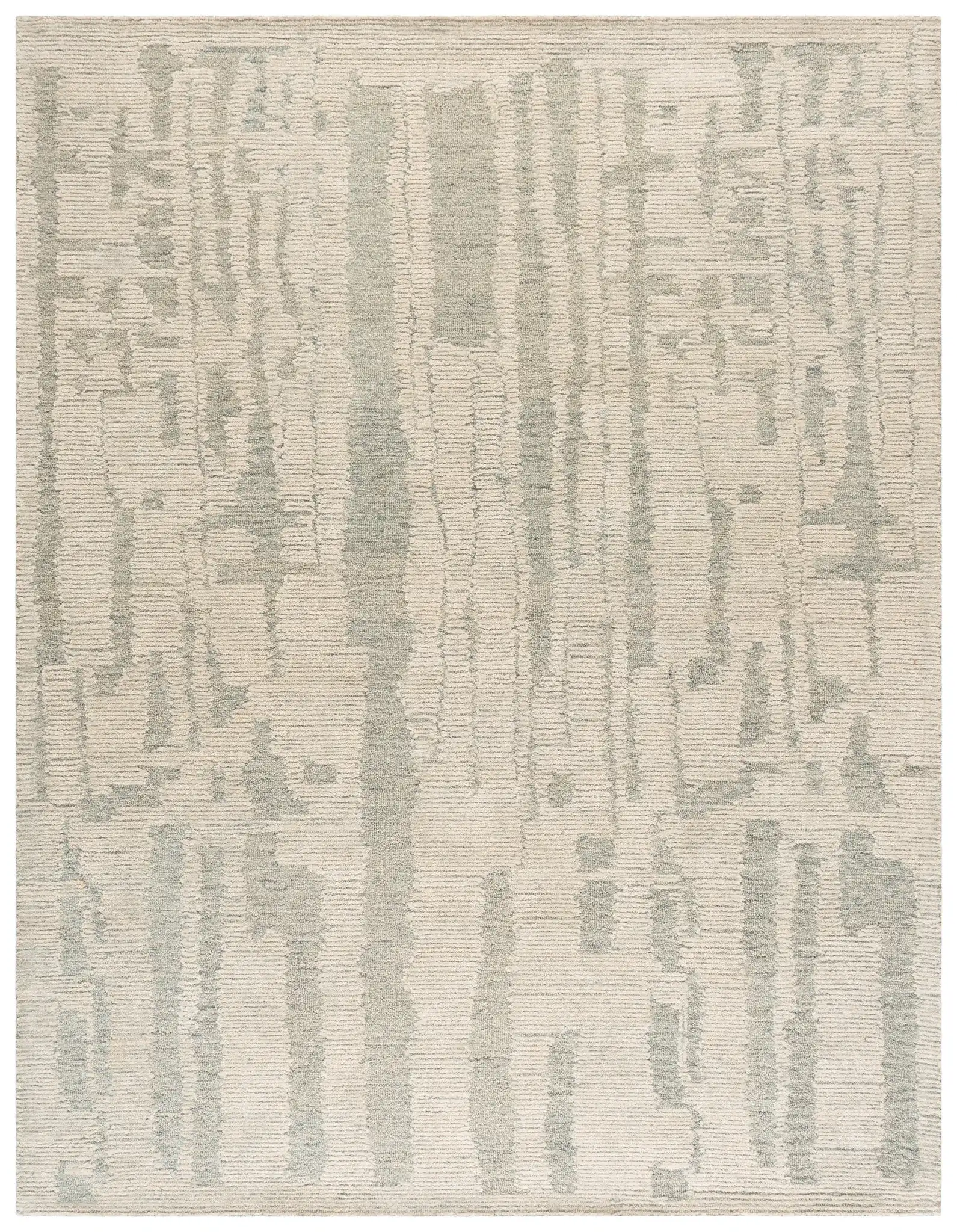 Harvest Abstract Linear Hand-Tufted Wool Rug in Ivory / Light Blue
