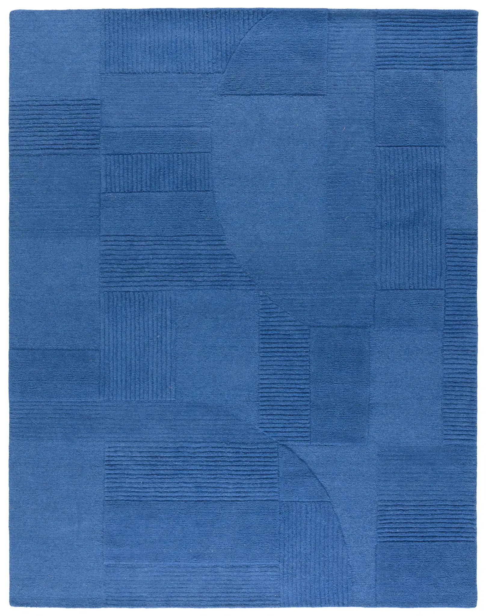 Harvest Abstract Block Hand-Tufted Rug in Blue