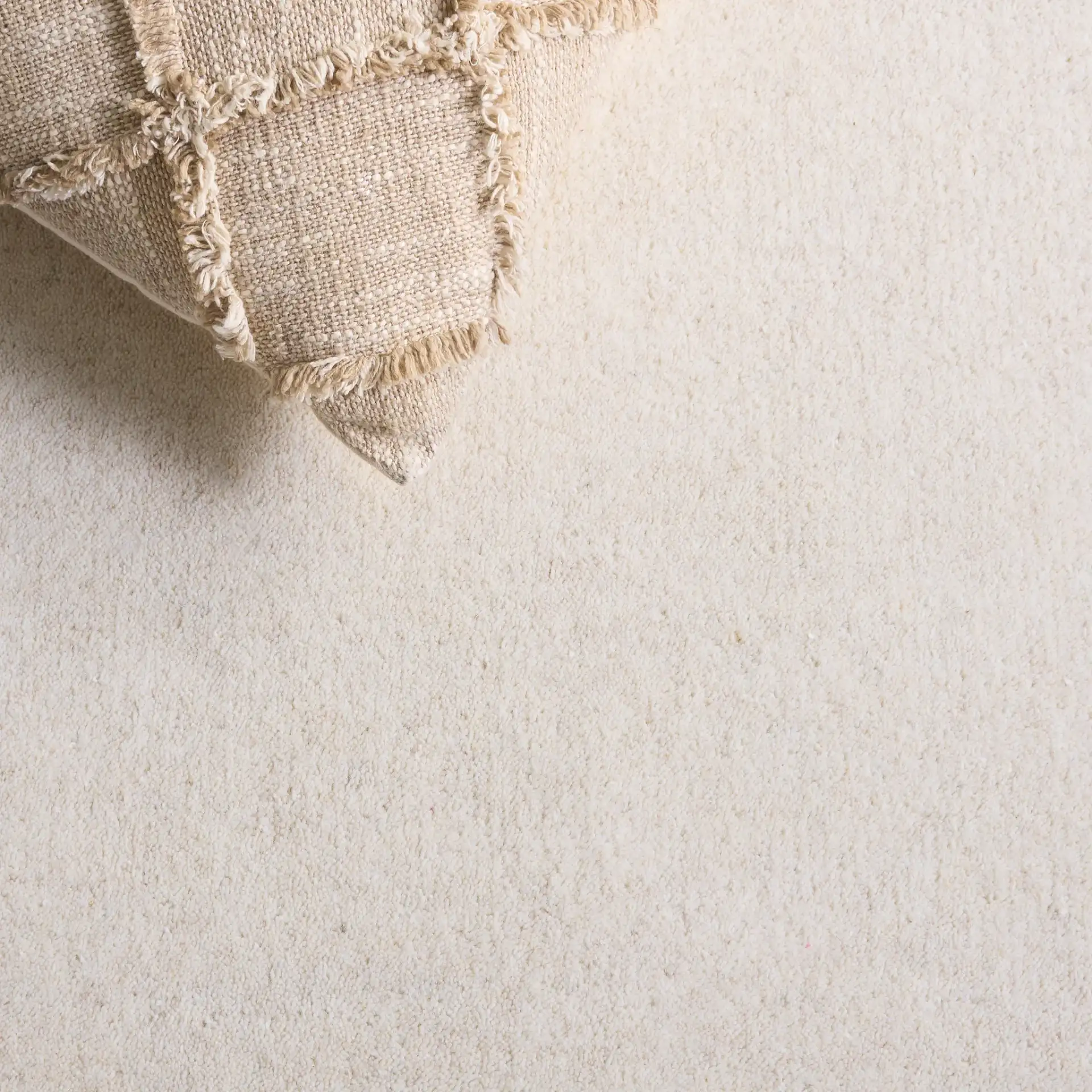 Harvest Ribbed Border Hand-Tufted Wool Rug in Ivory in a styled room