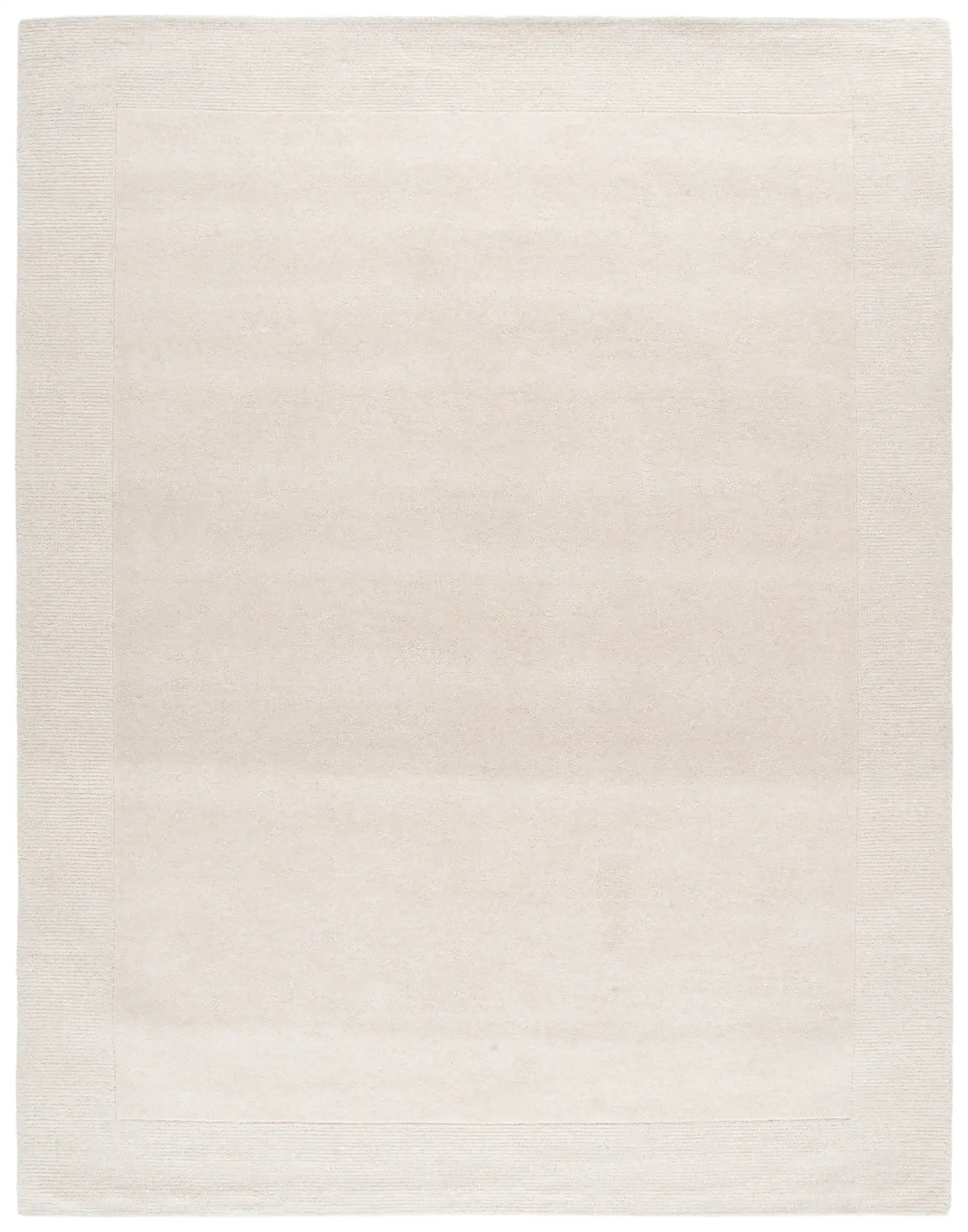 Harvest Ribbed Border Hand-Tufted Wool Rug in Ivory