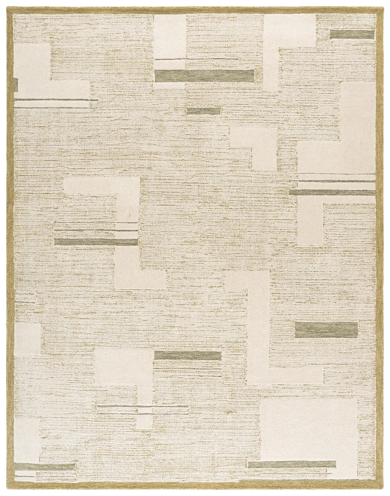 Harvest Modern Geometric Hand-Tufted Wool Rug in Green / Ivory