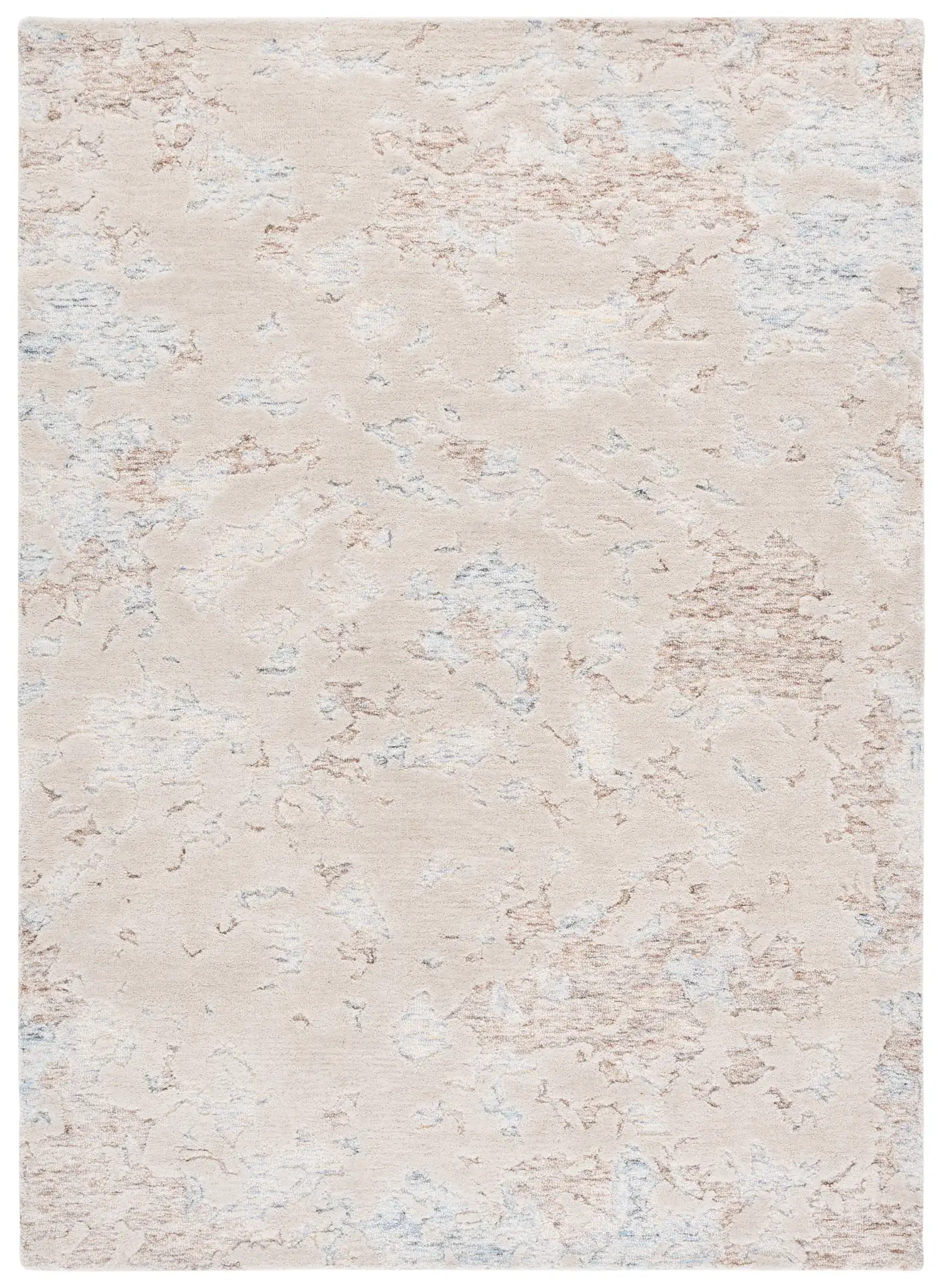 Harvest Abstract Mottled Hand-Tufted Wool Rug in Taupe / Blue