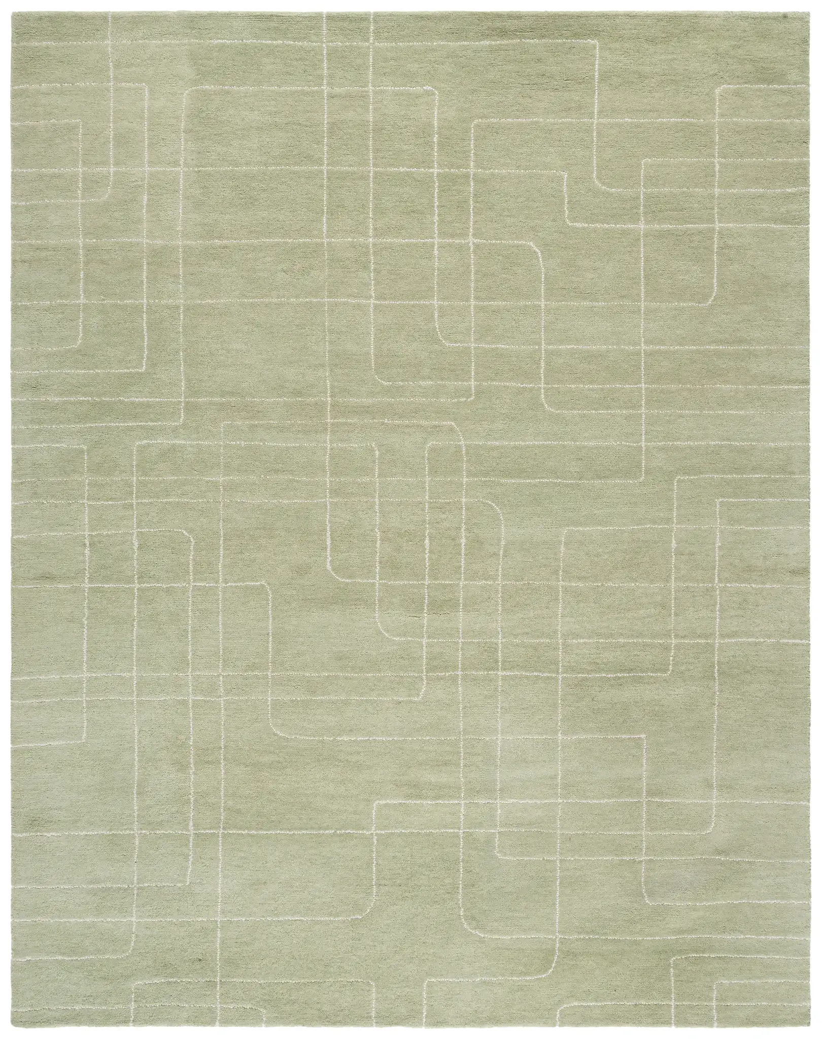 Harvest Dotted Line Hand-Tufted Wool Rug in Sage