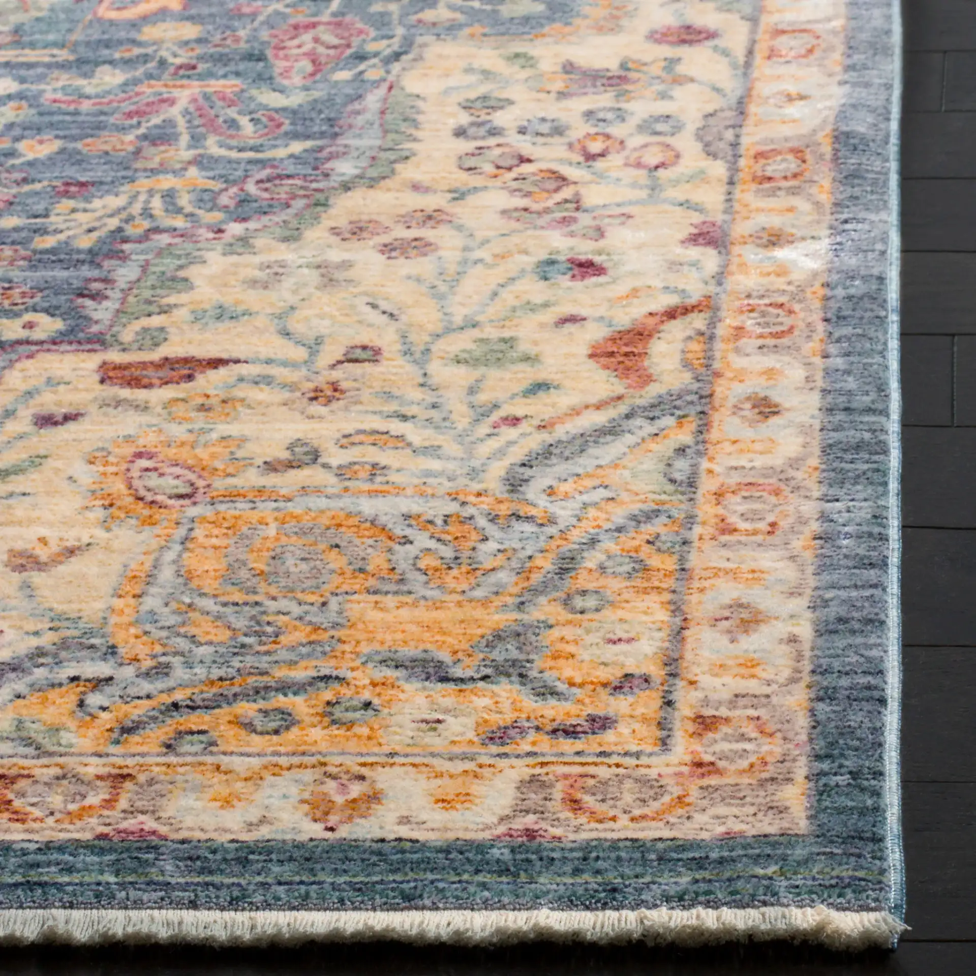 Illusion Medallion Bordered Rug in Blue / Purple