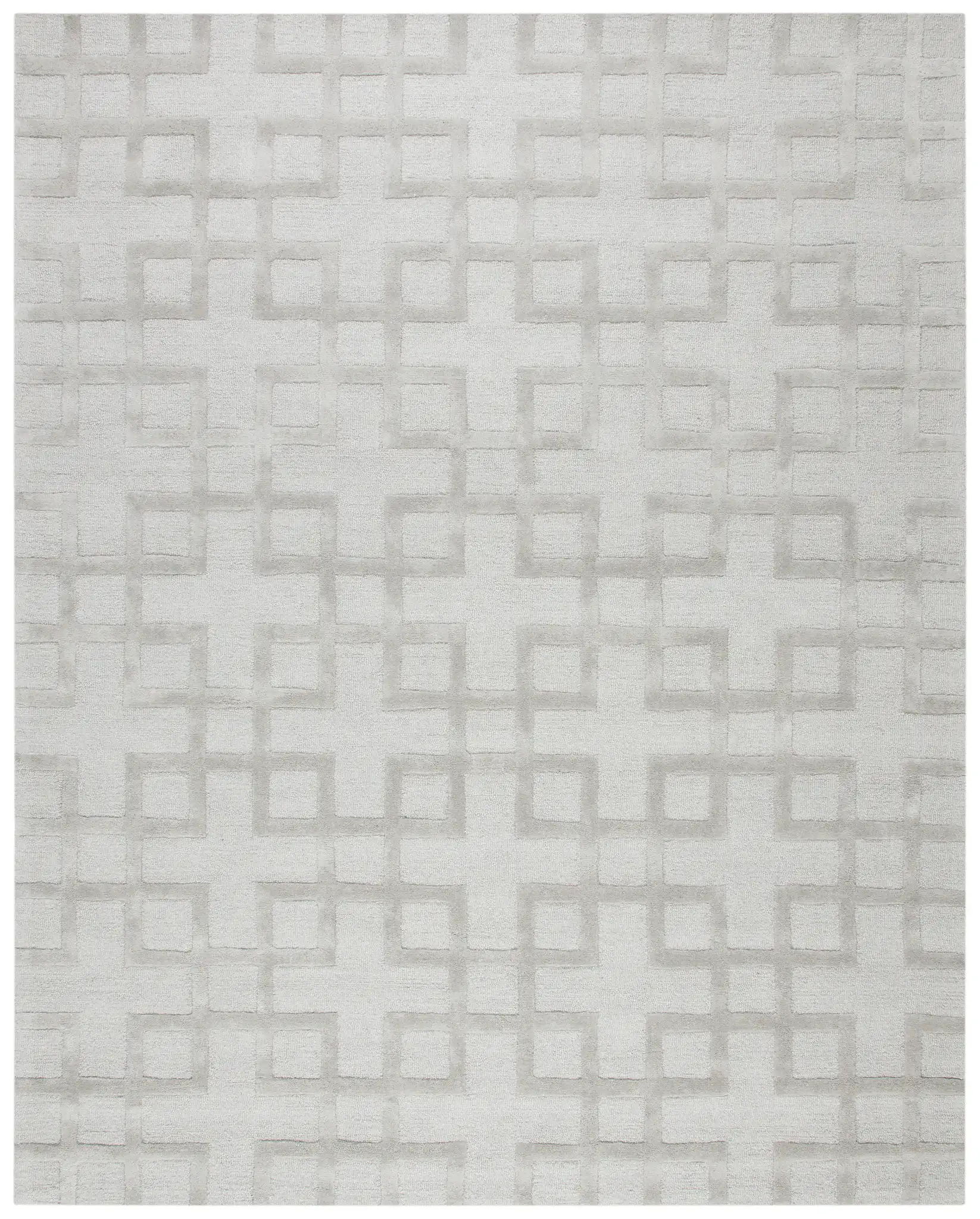 Impressions Interlocking Grid Hand-Loomed Wool Rug in Gray