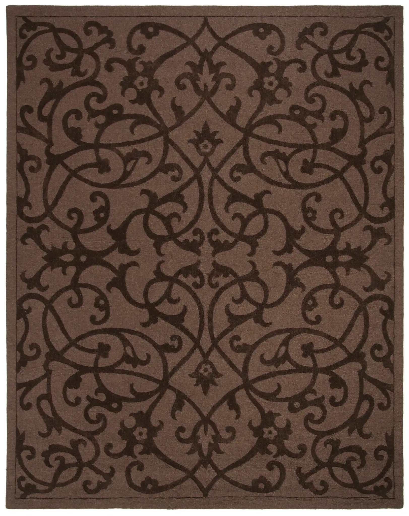 Impressions Scroll Hand-Loomed Wool Rug in Brown