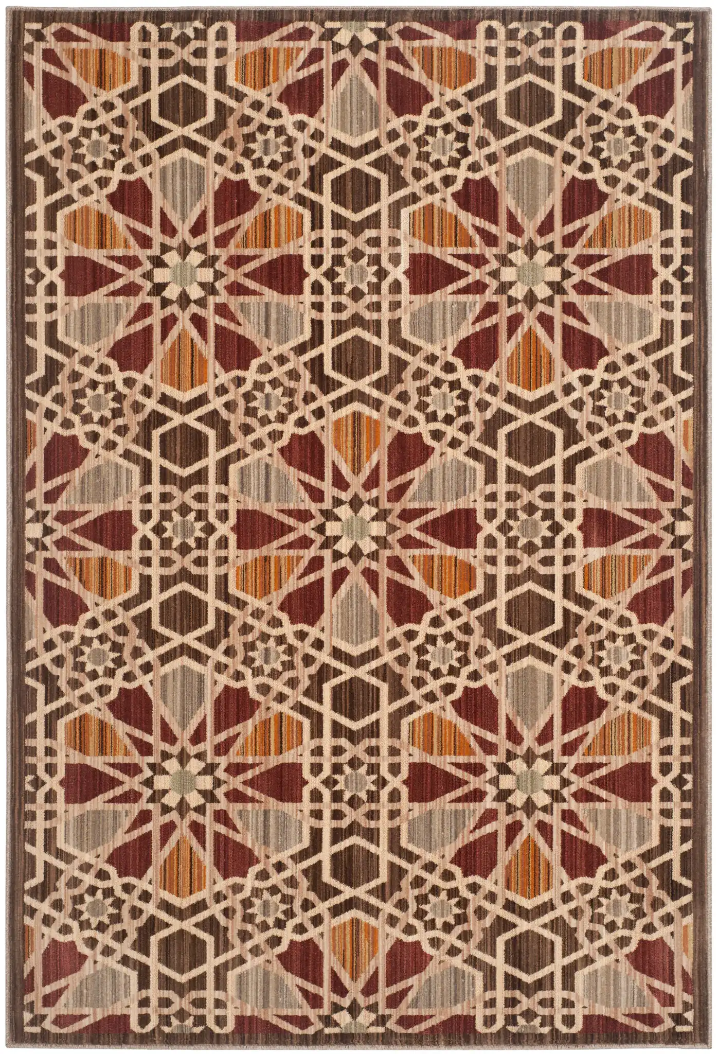 Infinity Interlocking Tile Rug in Brown / Beige