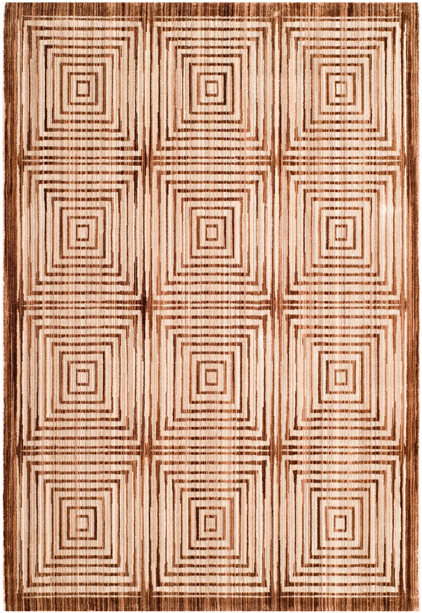 Infinity Concentric Square Rug in Brown / Beige