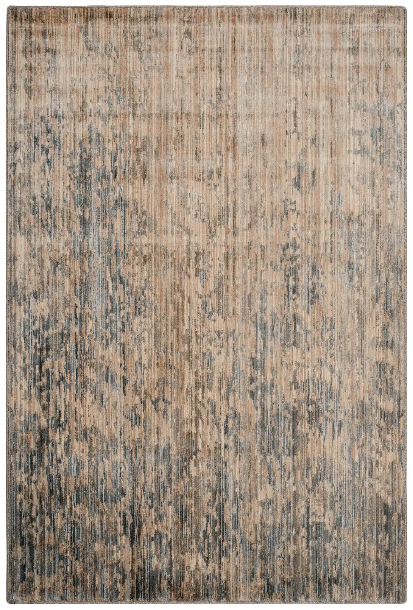 Infinity Striated Abstract Rug in Beige / Gray