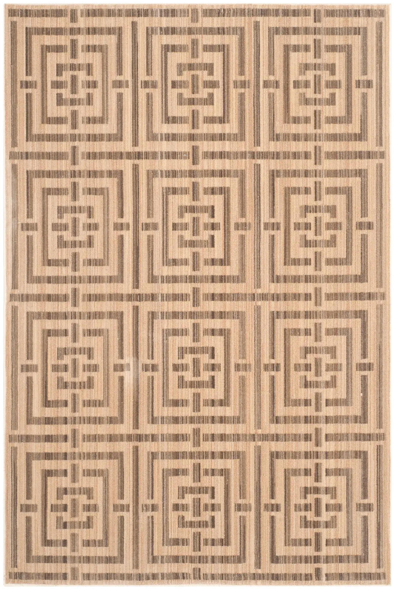 Infinity Maze Grid Rug in Yellow / Taupe