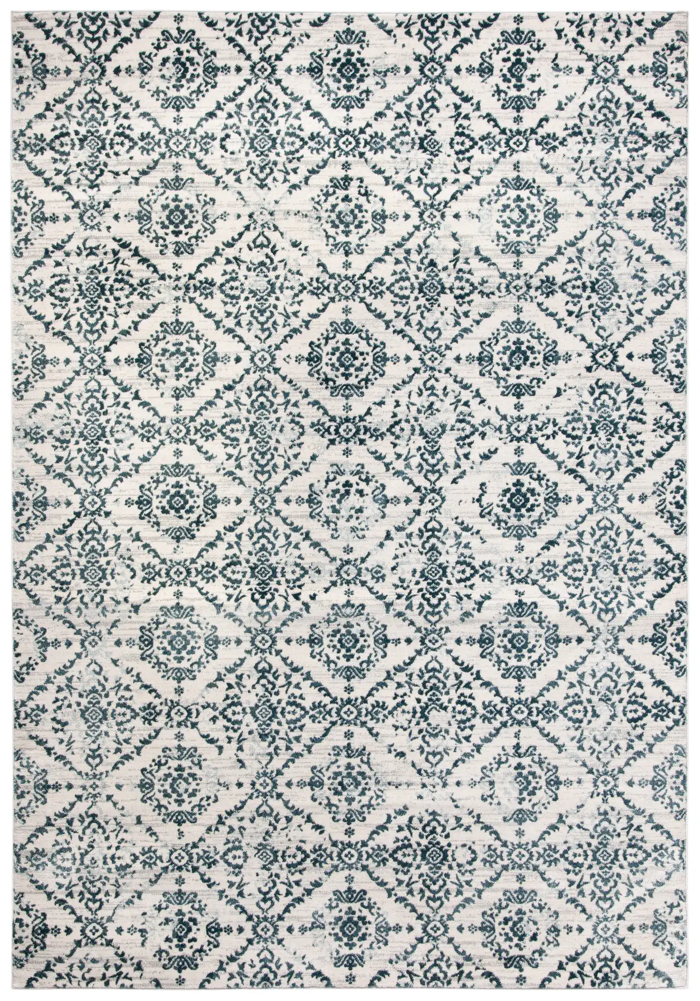 Isabella Floral Trellis Rug in Navy / Ivory