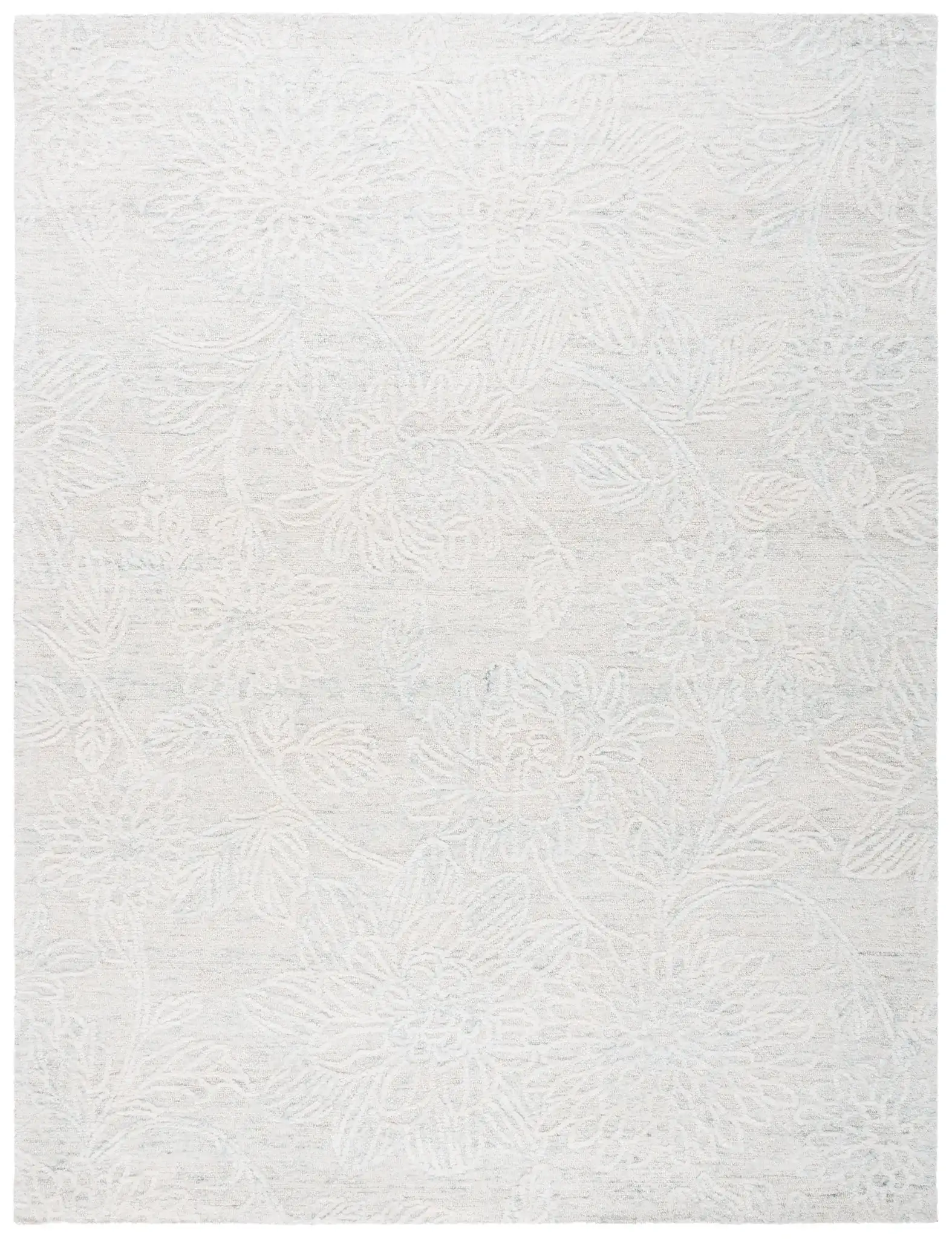 Jardin Chrysanthemum Floral Hand-Tufted Wool Rug in Light Teal / Ivory
