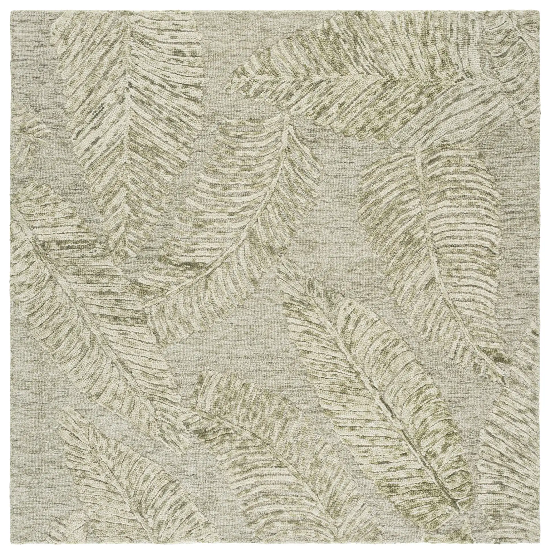 Jardin Palm Leaf Hand-Tufted Wool Rug in Sage / Ivory