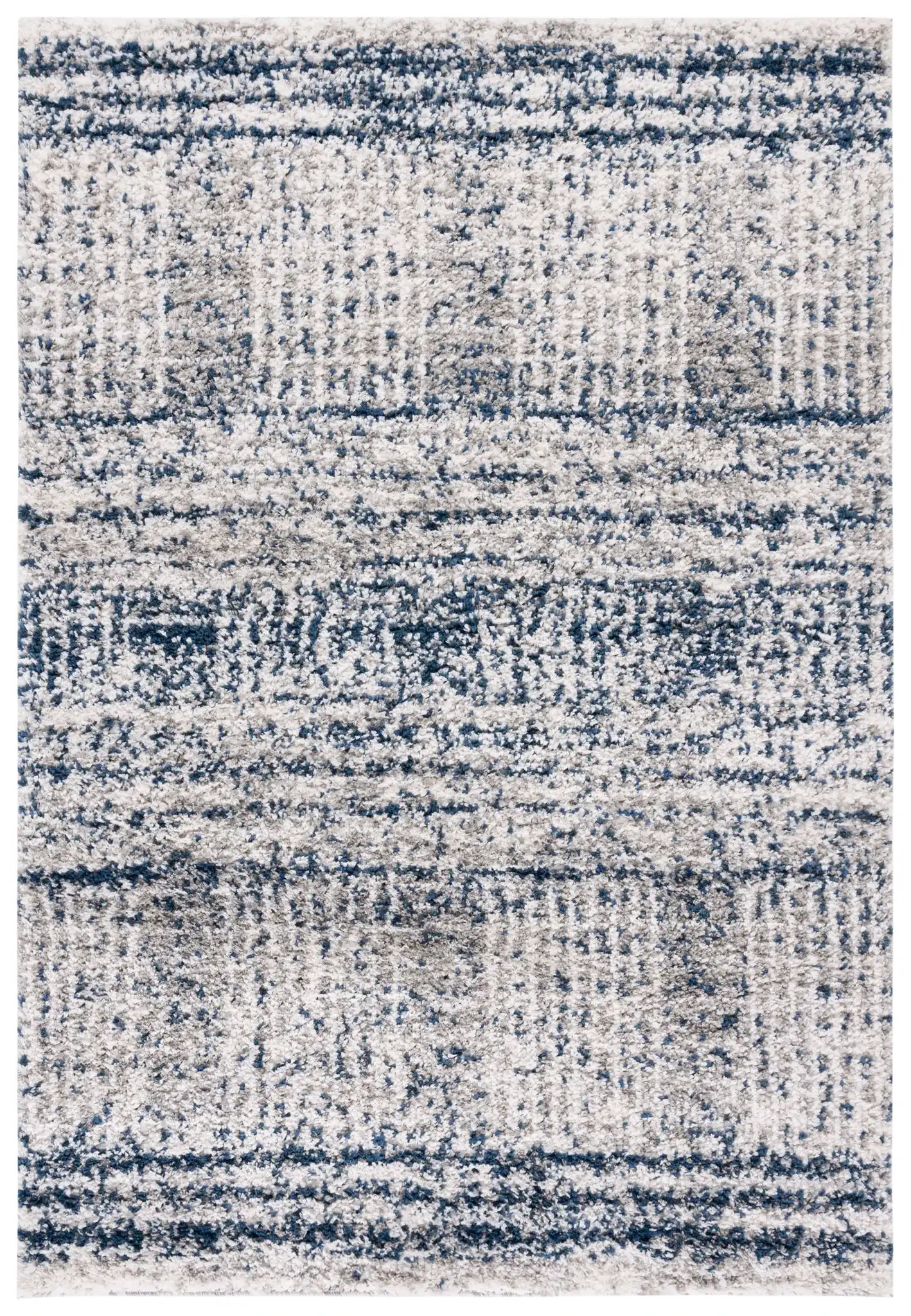 Jericho Striped Shag Rug in Navy / Ivory
