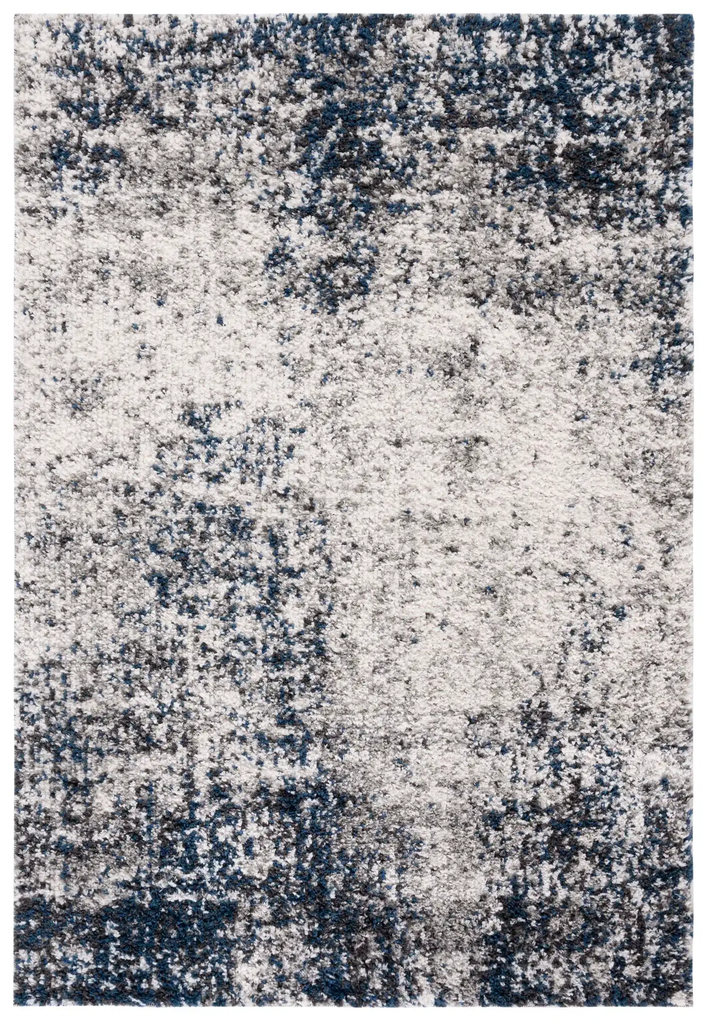 Jericho Abstract Shag Rug in Ivory / Navy