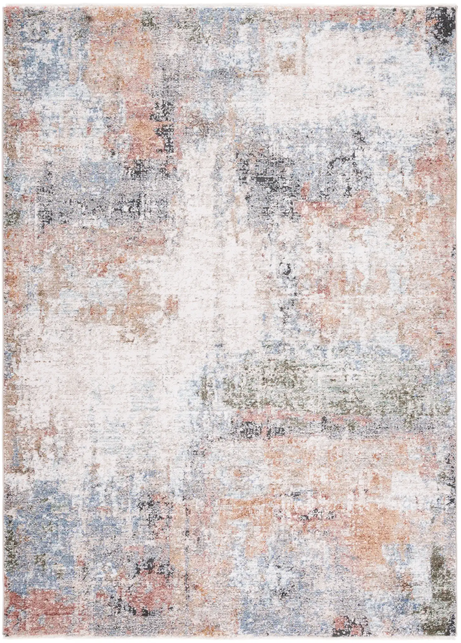 Jasmine Distressed Abstract Rug in Ivory / Blue
