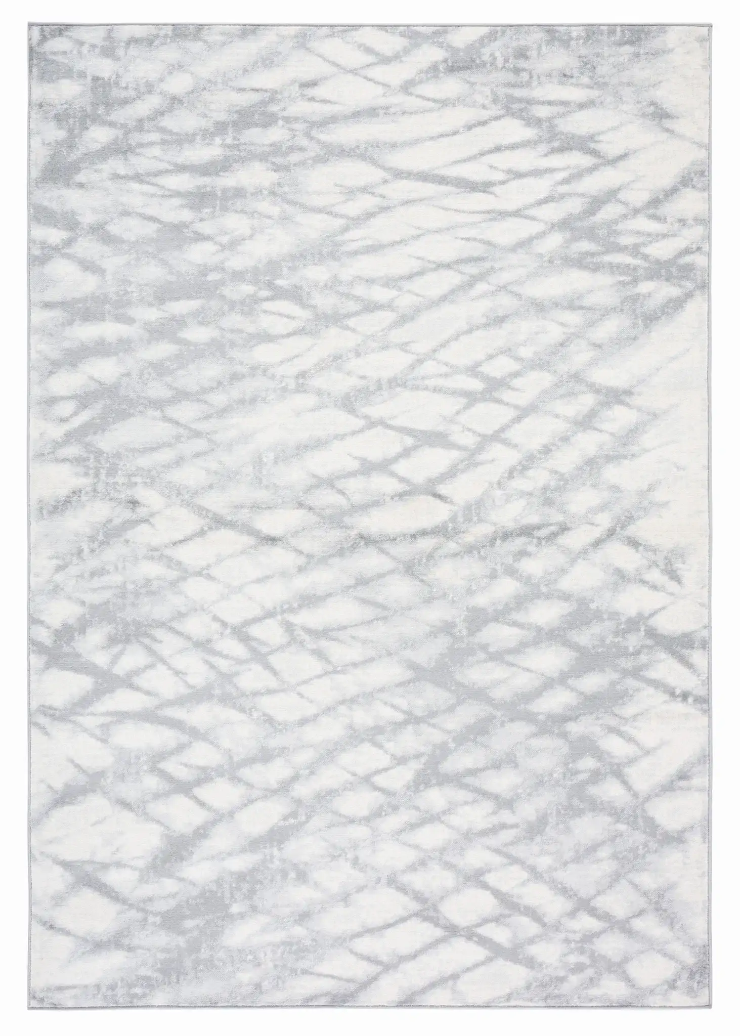 Jasper Distressed Grid Rug in Gray / Ivory