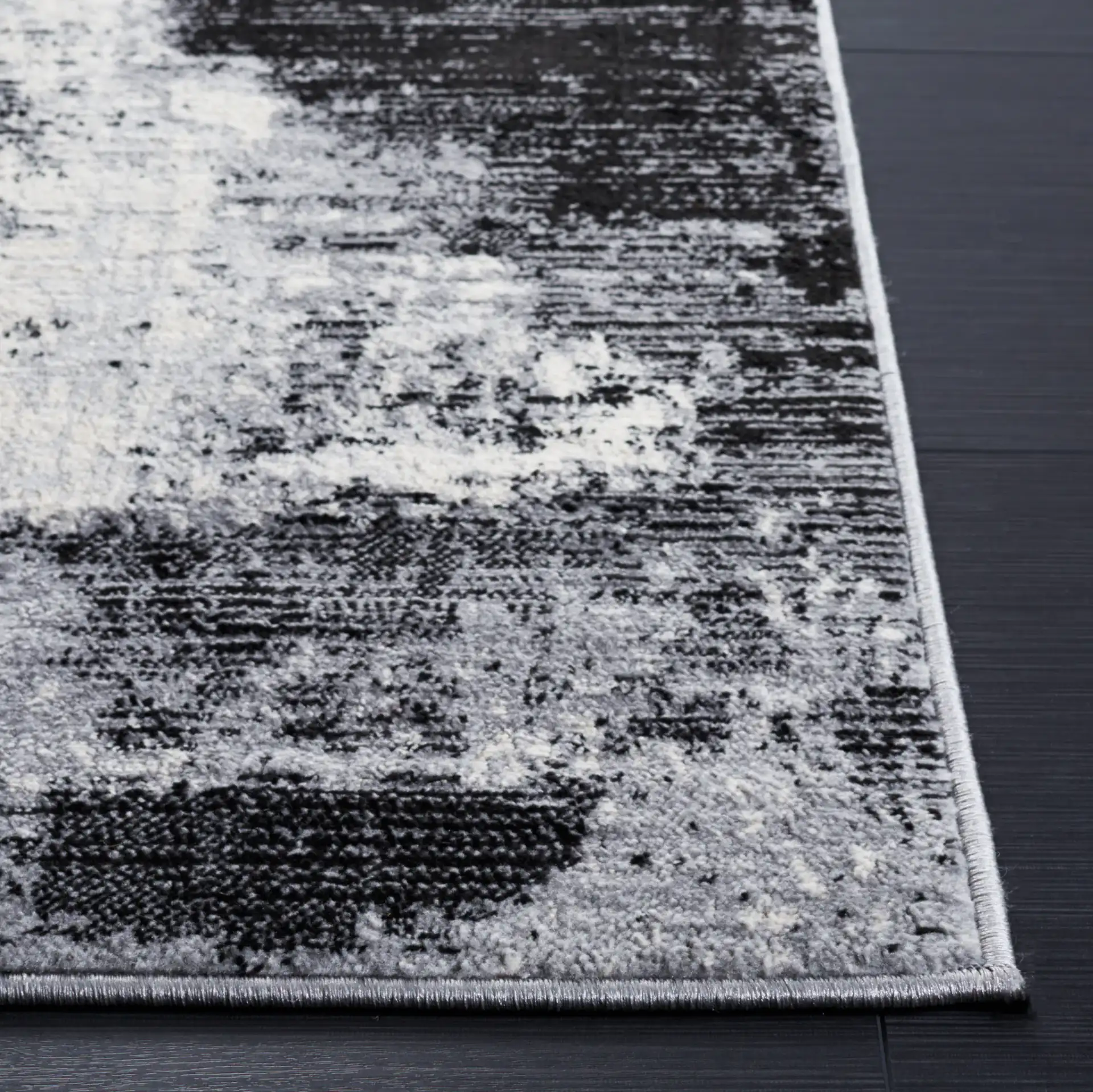 Jasper Abstract Block Rug in Black / Ivory