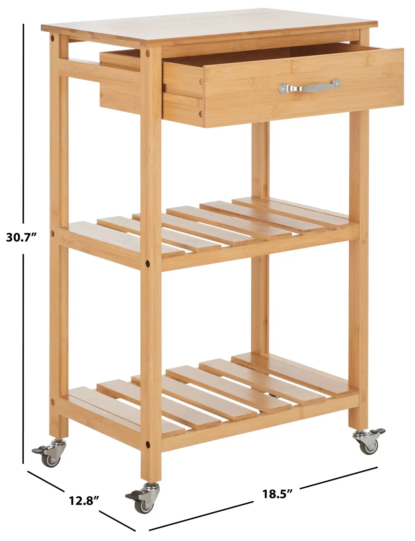Corteau Kitchen Cart in Natural, detail view