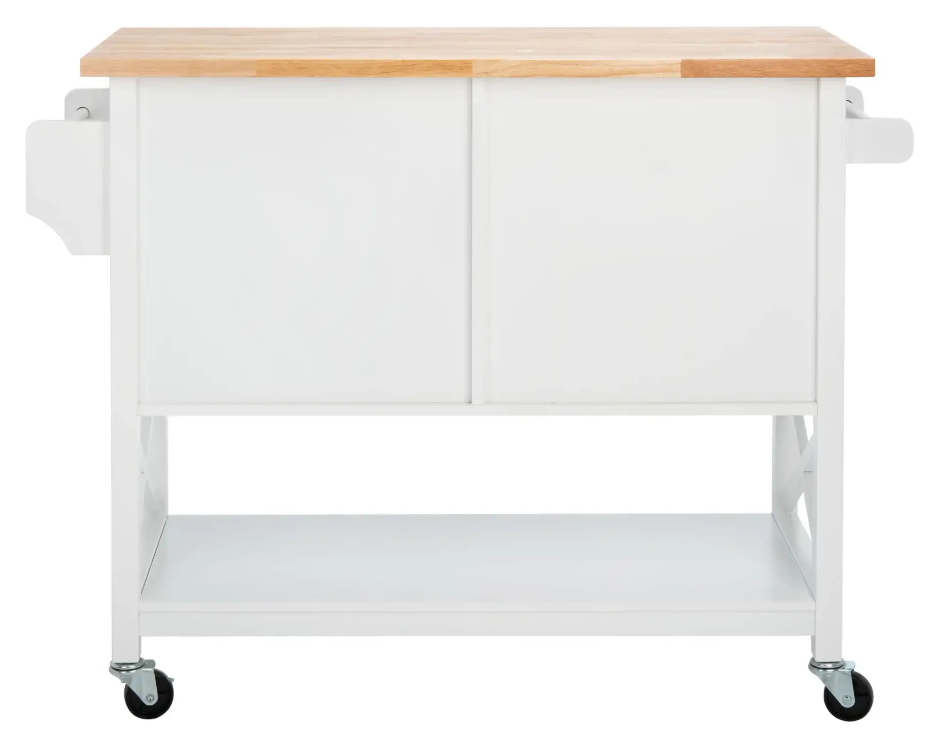 Kesler Two-Door One-Shelf Cart in White / Natural, detail view