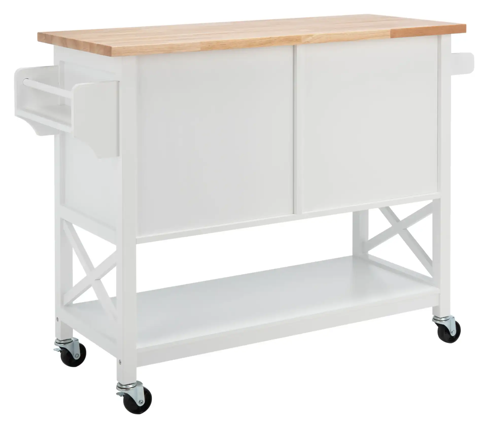 Kesler Two-Door One-Shelf Cart in White / Natural, detail view