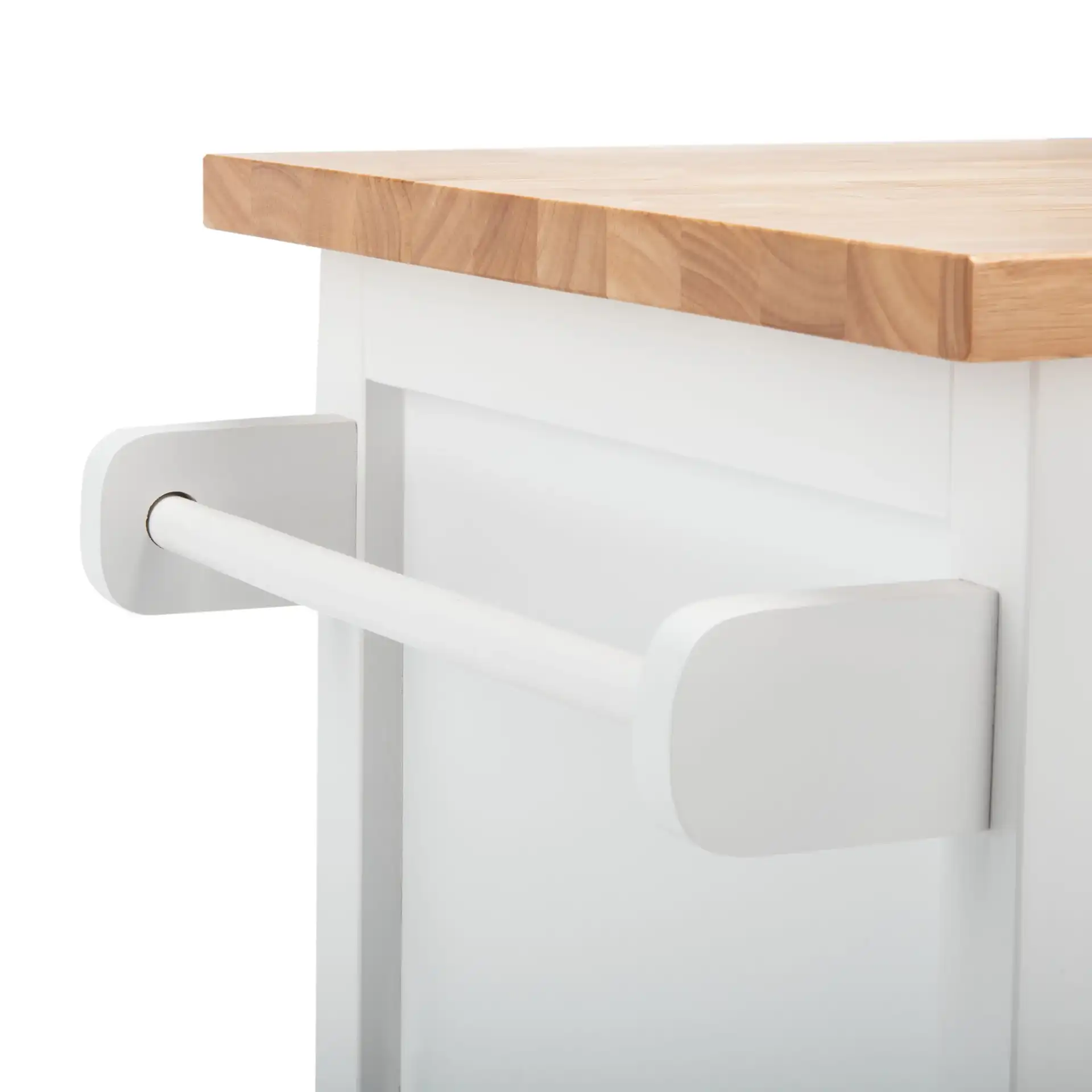 Kesler Two-Door One-Shelf Cart in White / Natural in a styled room