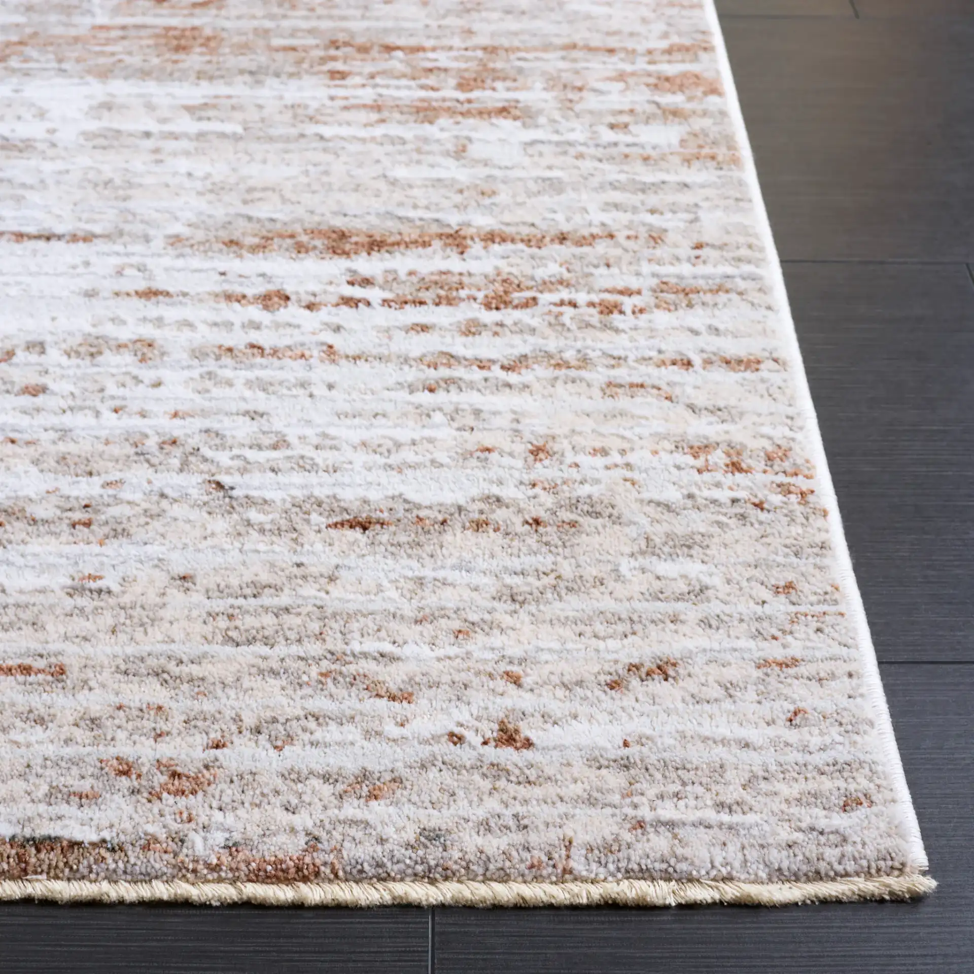 Kendal Modern Rug in Ivory / Gray Rust in a styled room