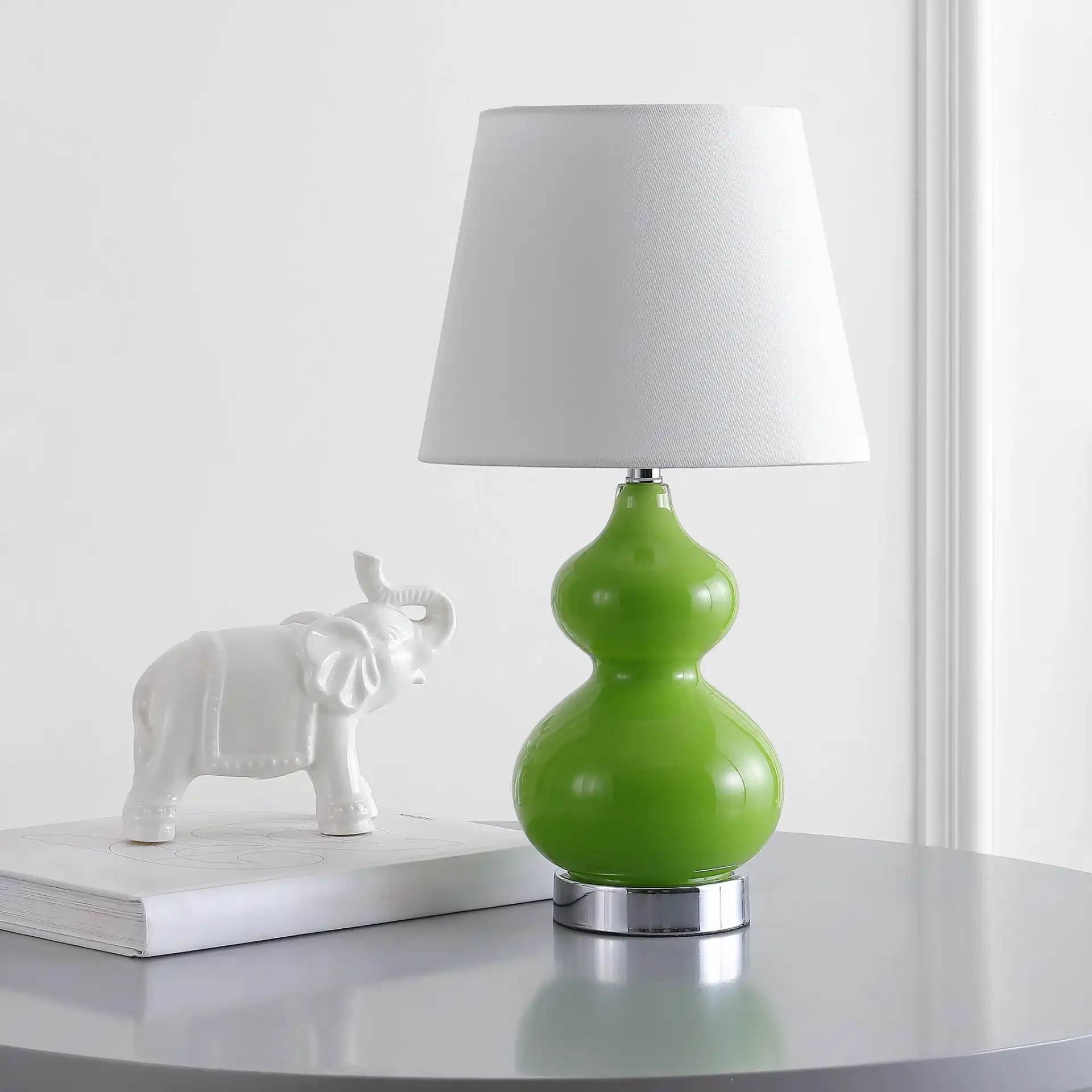 Eva Double Mini Table Lamp in Orange in a styled room