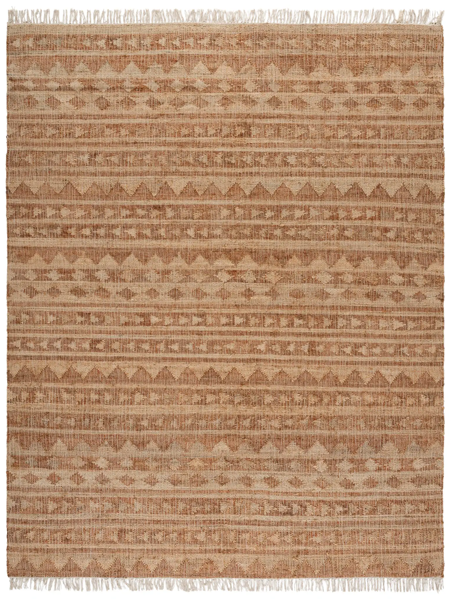 Kilim Striped Triangle Flatweave Jute Rug in Natural / Rust